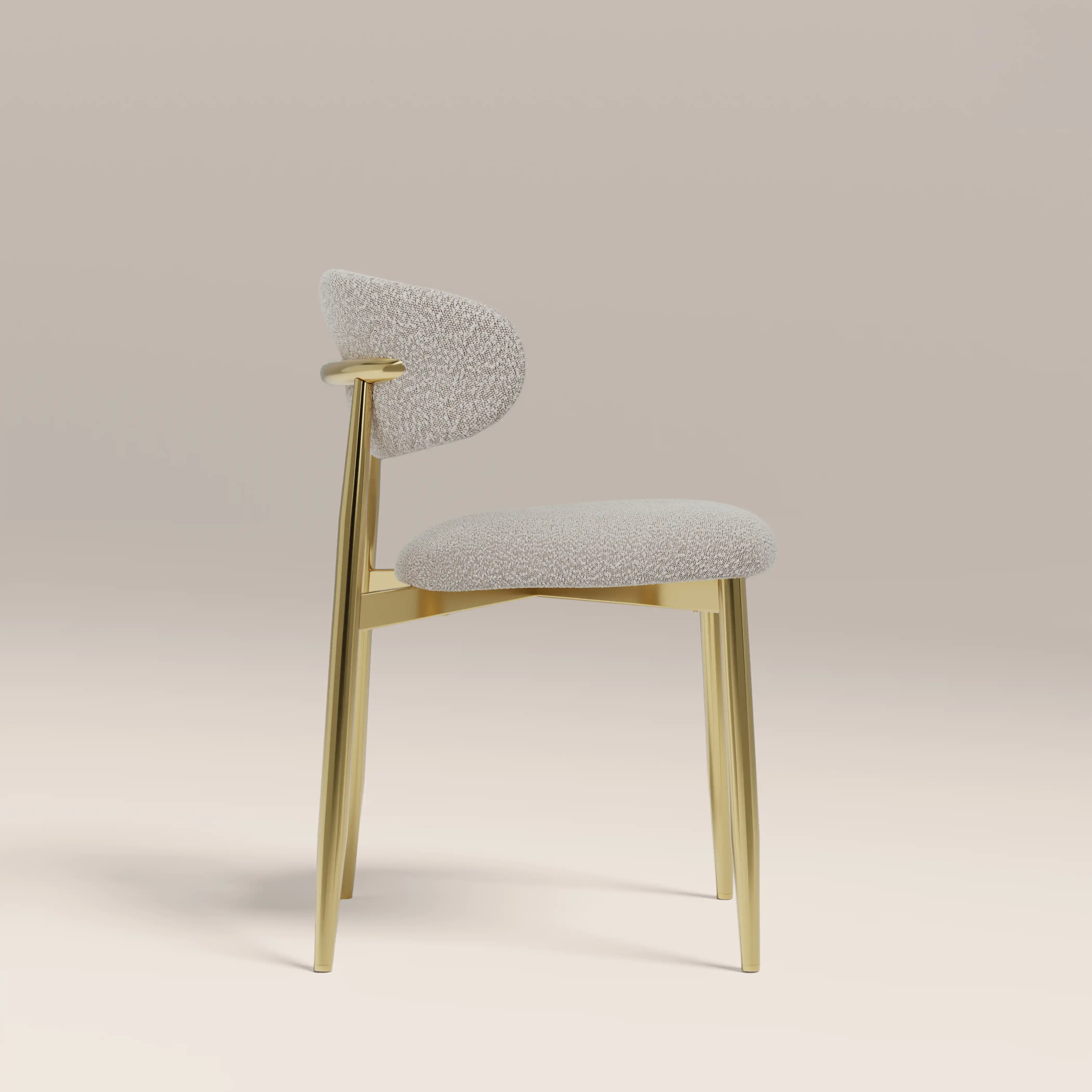 Halston Dining Chair | Speckled Stone Sustainable Boucle & Brass - Image 5