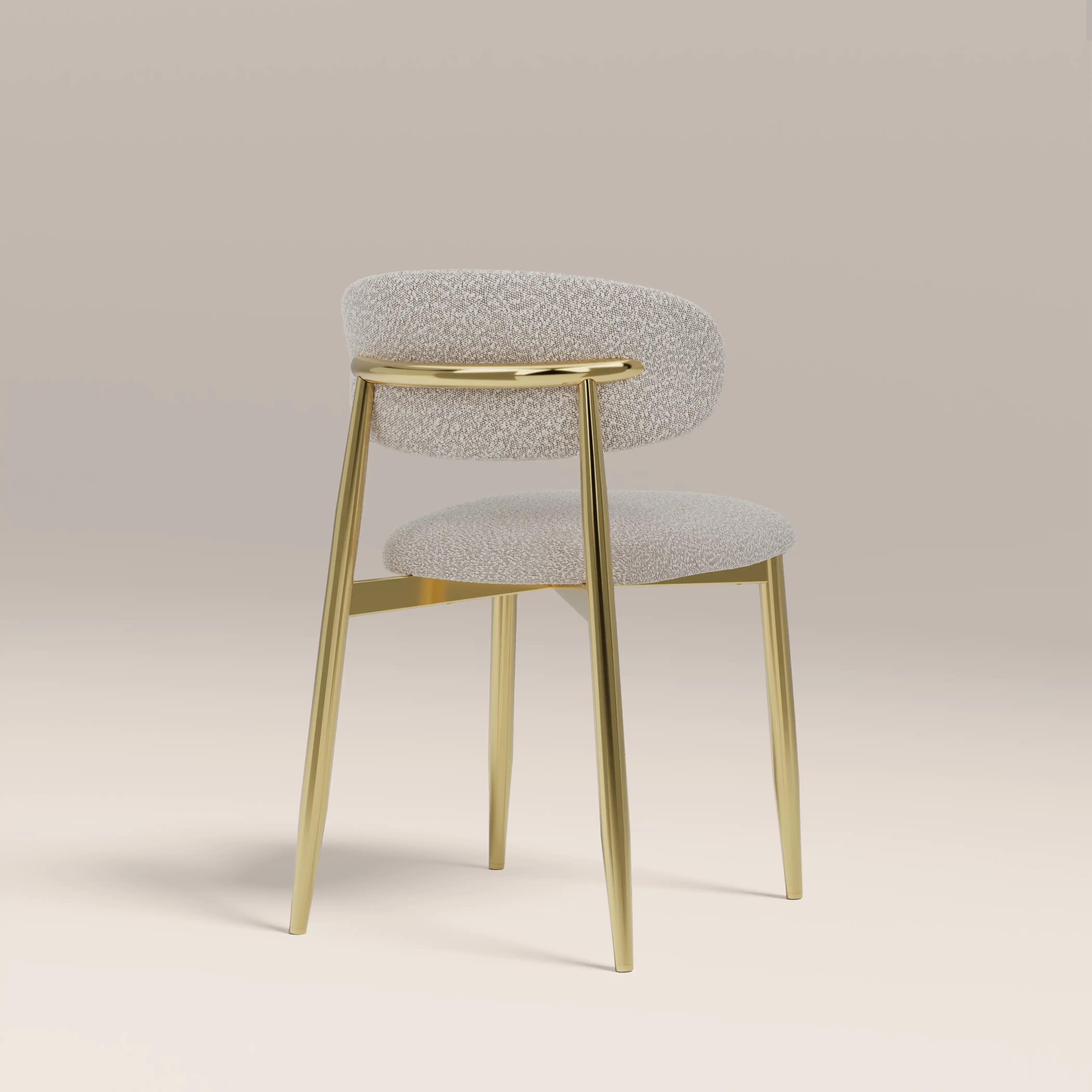 Halston Dining Chair | Speckled Stone Sustainable Boucle & Brass - Image 6