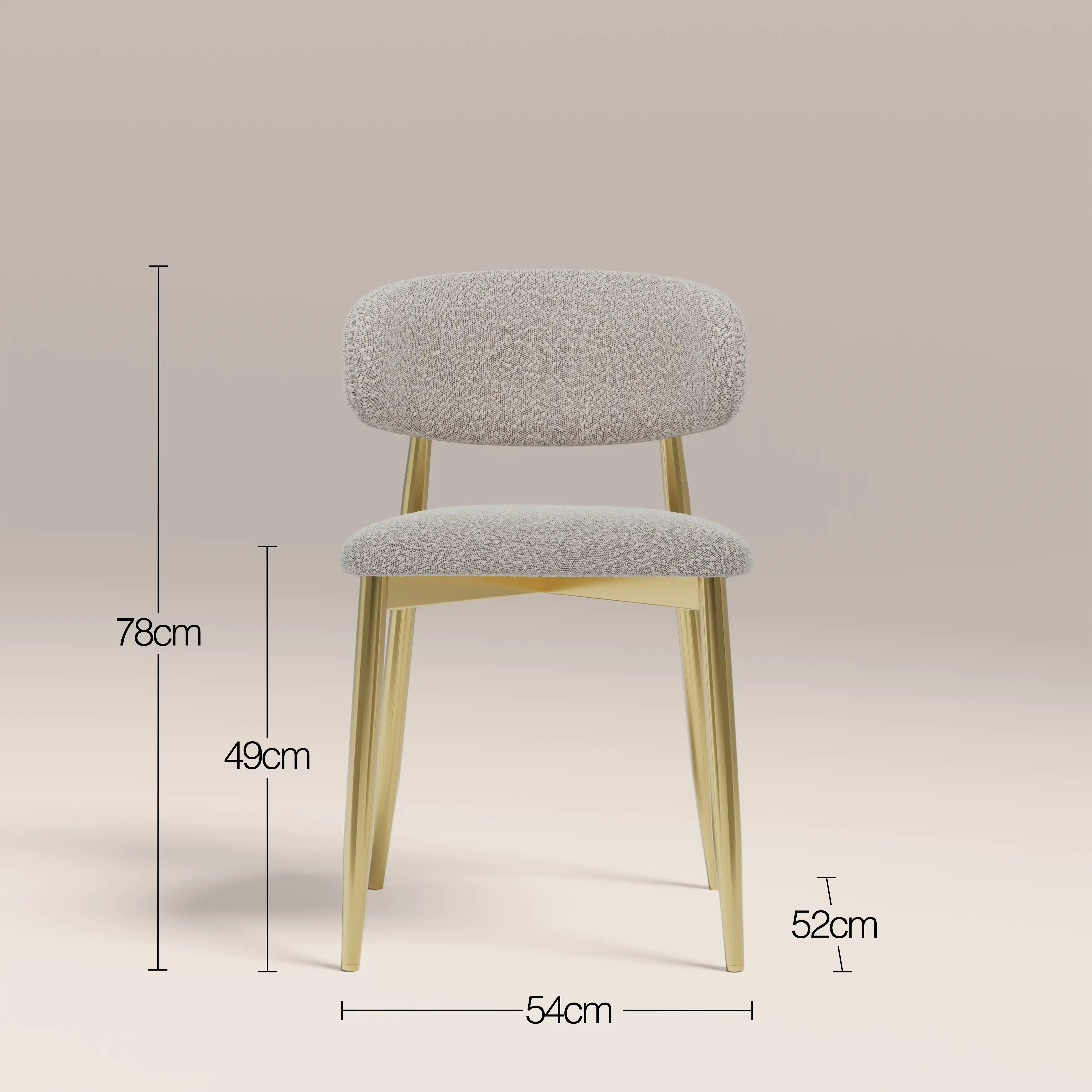 Halston Dining Chair | Speckled Stone Sustainable Boucle & Brass - Image 8