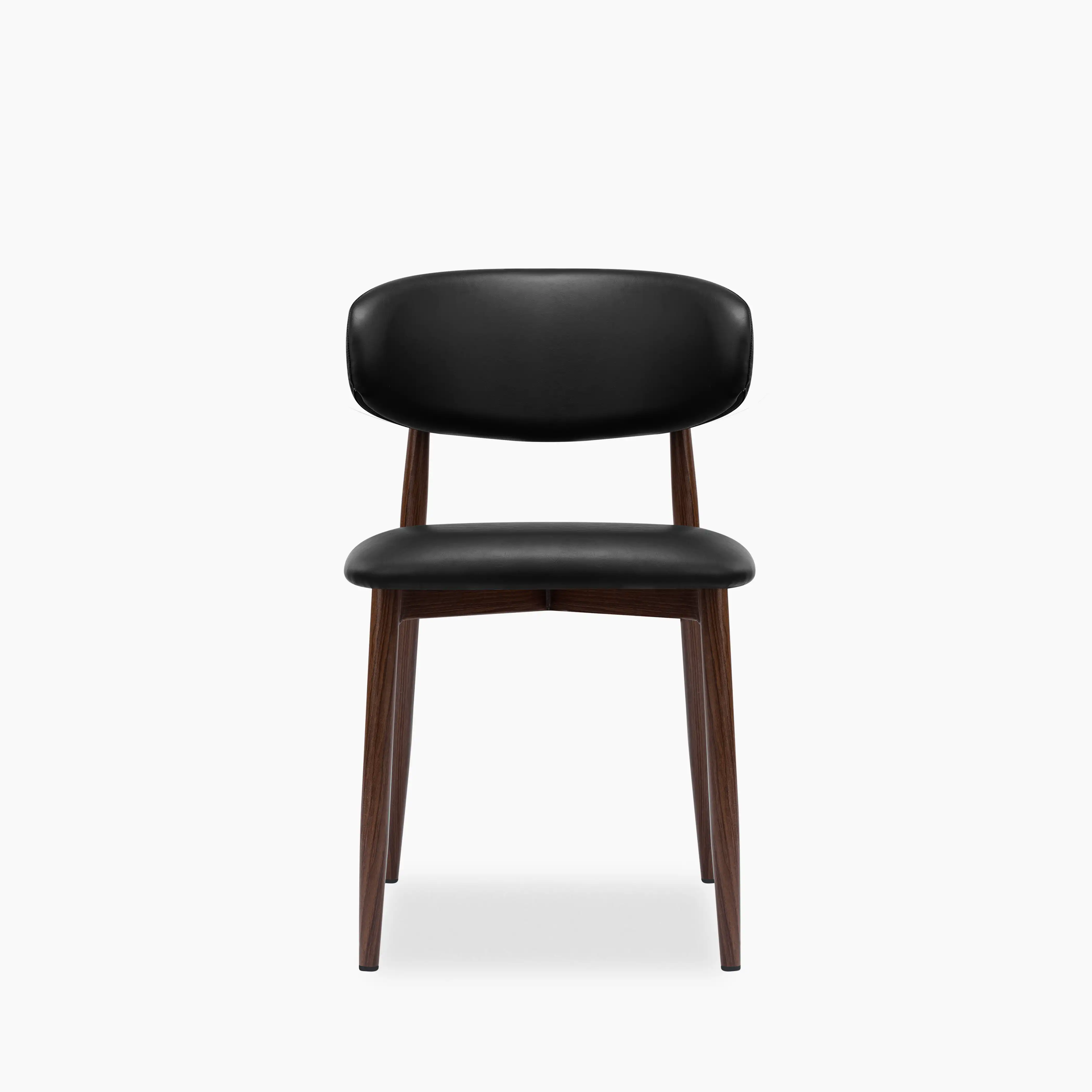 Halston Dining Chair | Vintage Black Faux Leather & Walnut - Image 4