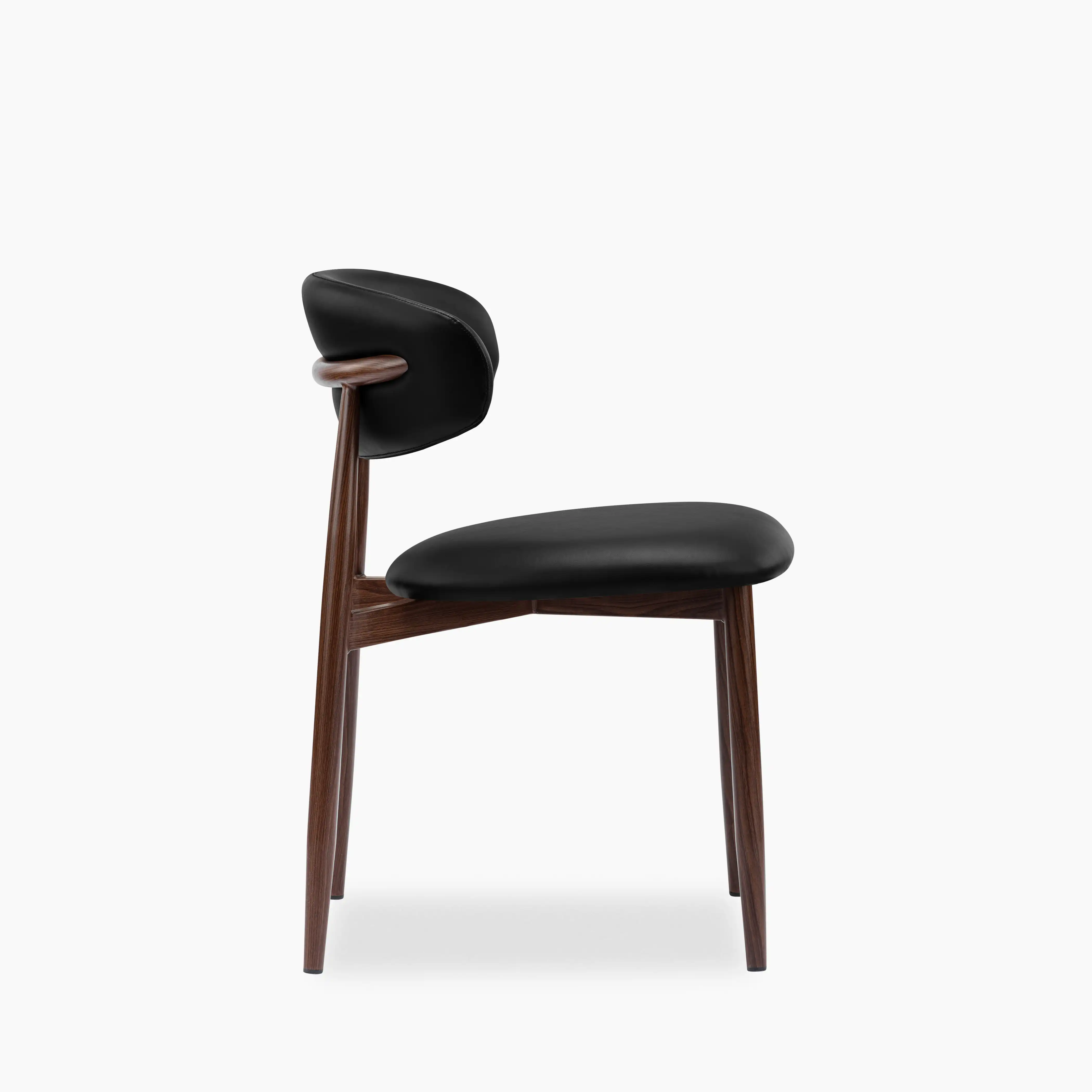 Halston Dining Chair | Vintage Black Faux Leather & Walnut - Image 5