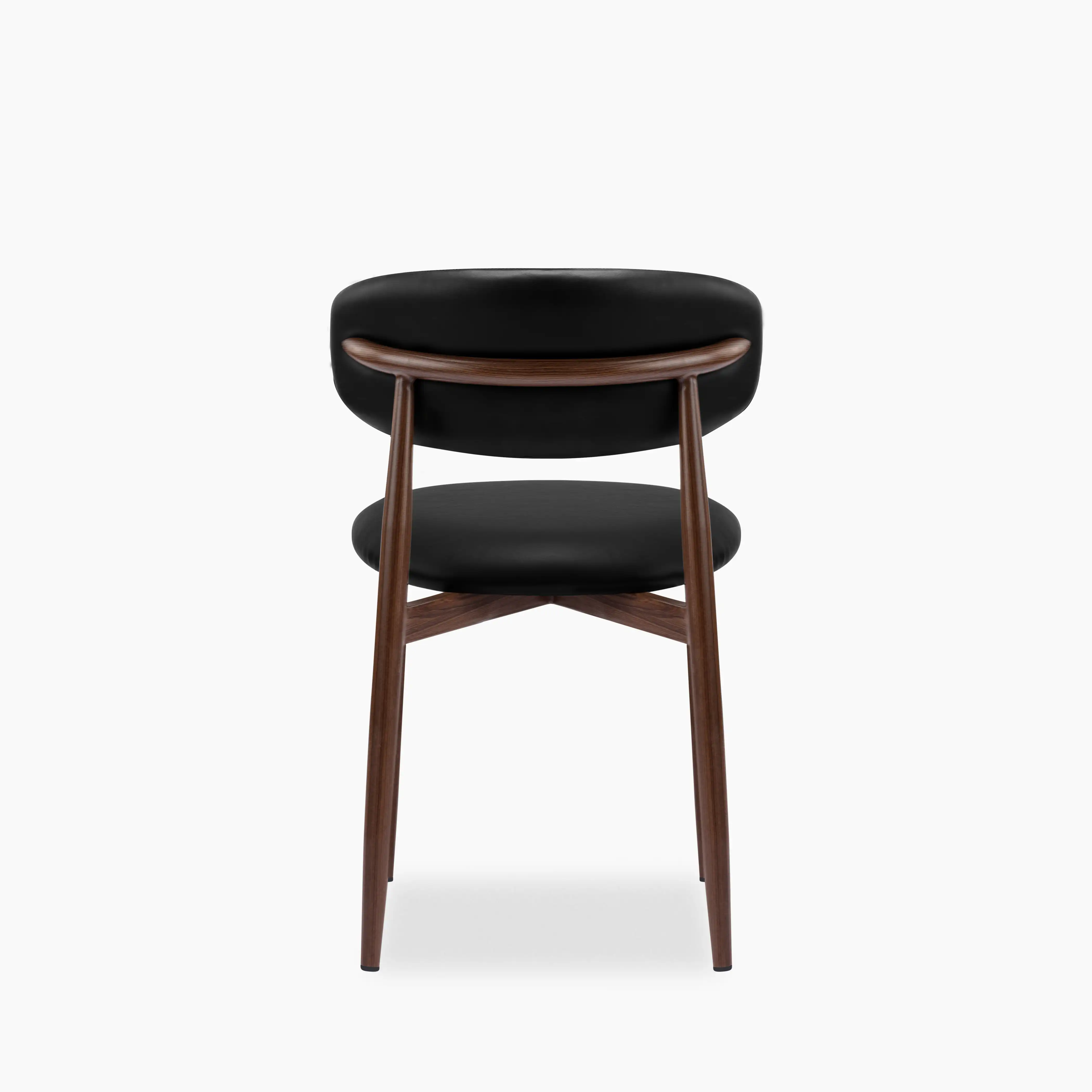Halston Dining Chair | Vintage Black Faux Leather & Walnut - Image 6