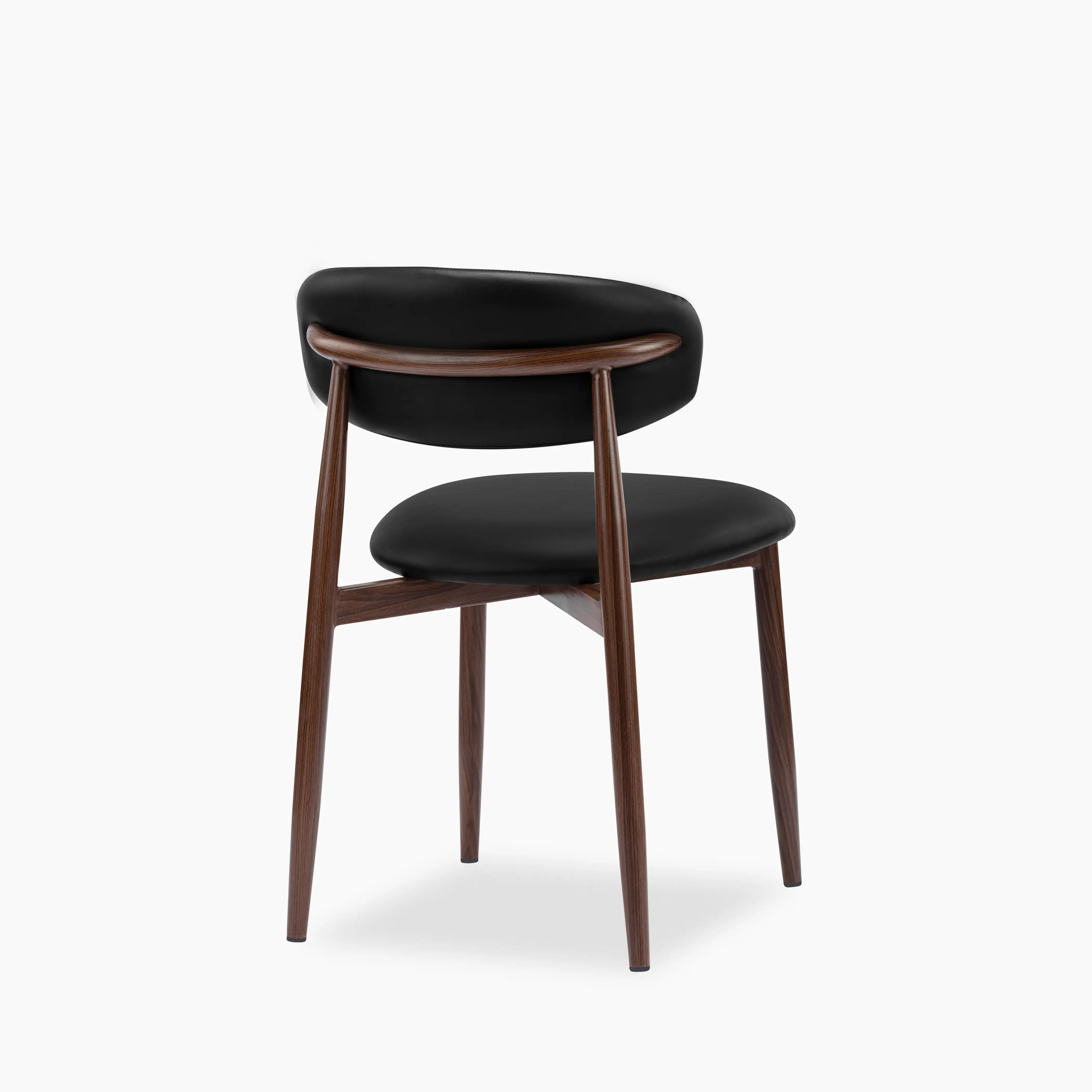 Halston Dining Chair | Vintage Black Faux Leather & Walnut - Image 7