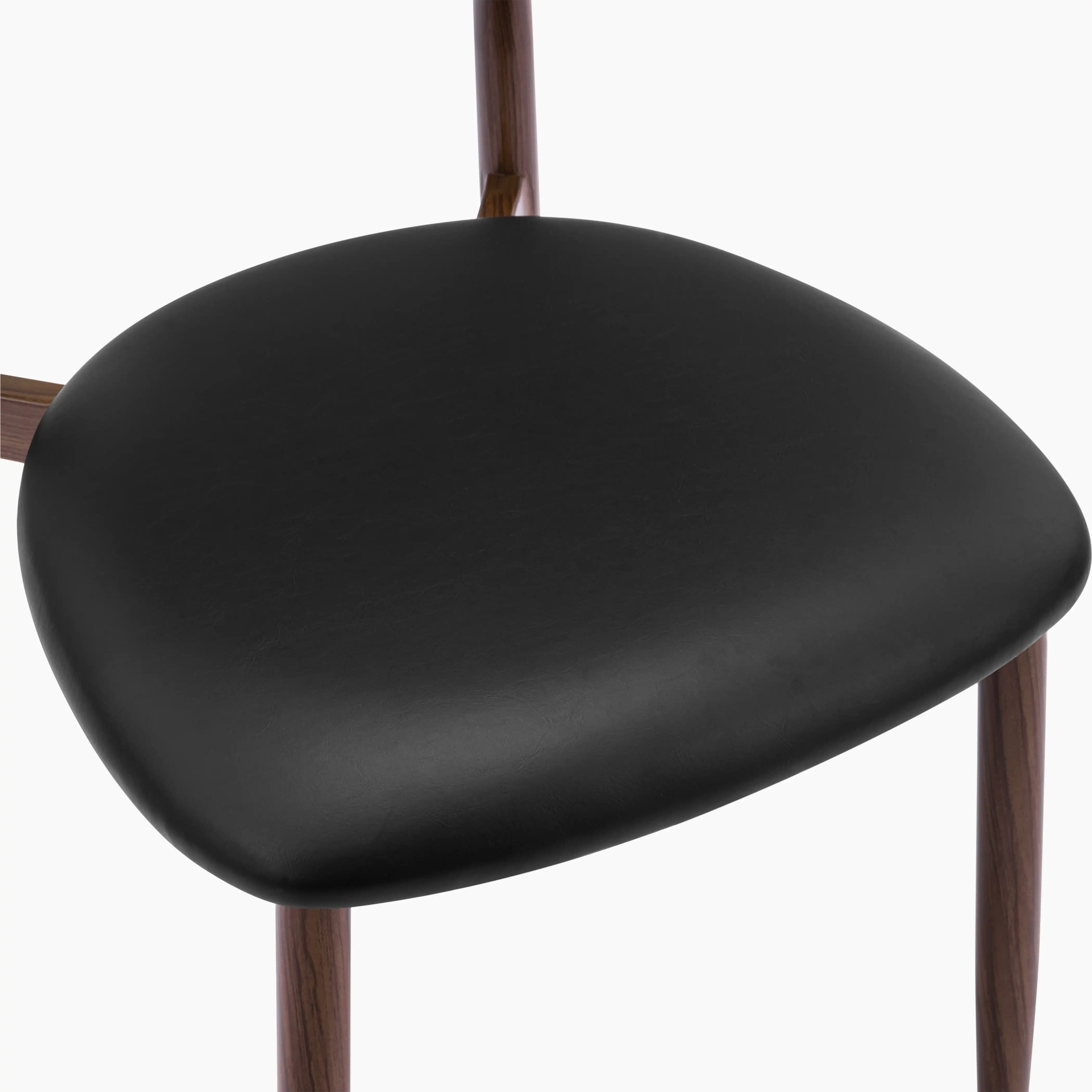 Halston Dining Chair | Vintage Black Faux Leather & Walnut - Image 8