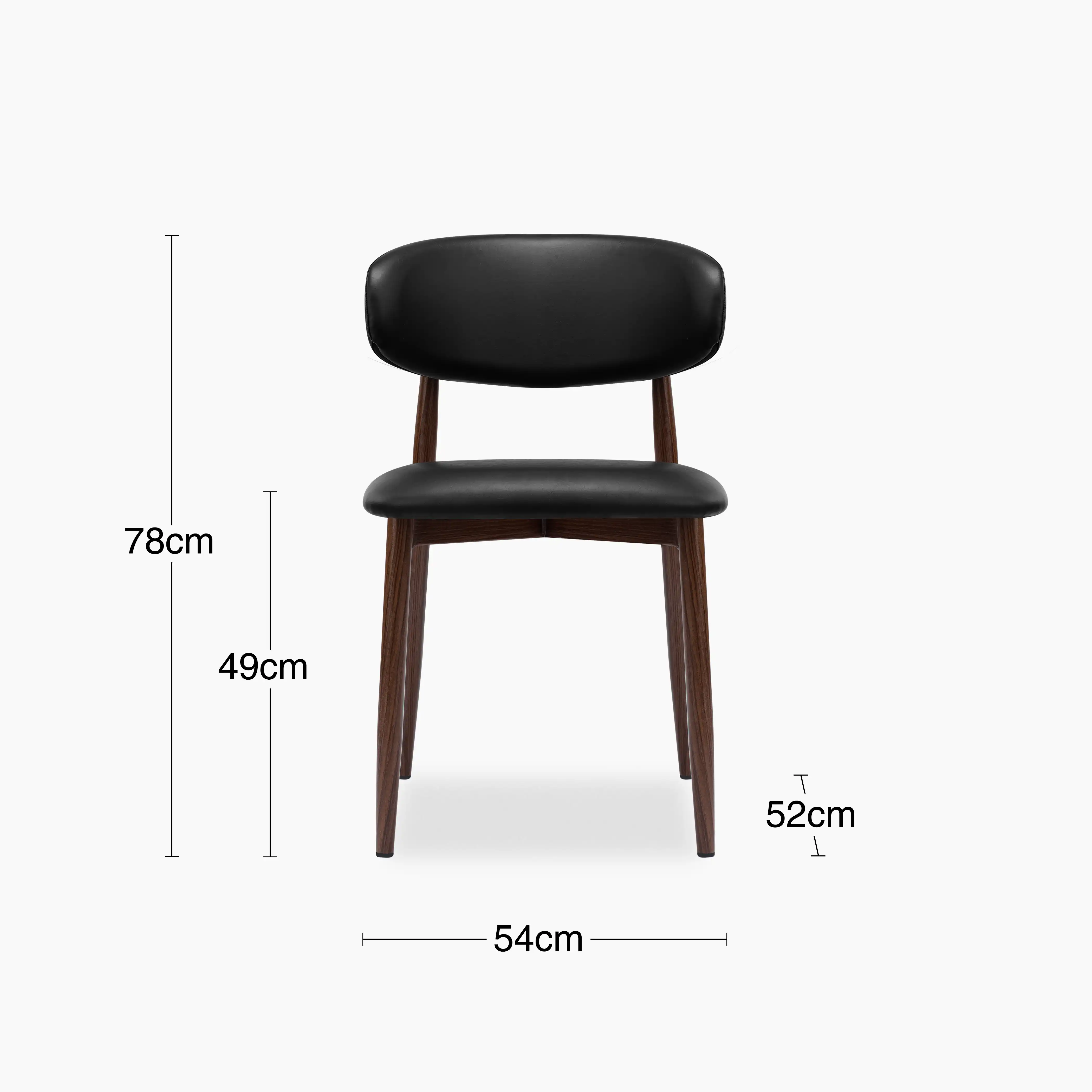 Halston Dining Chair | Vintage Black Faux Leather & Walnut - Image 9