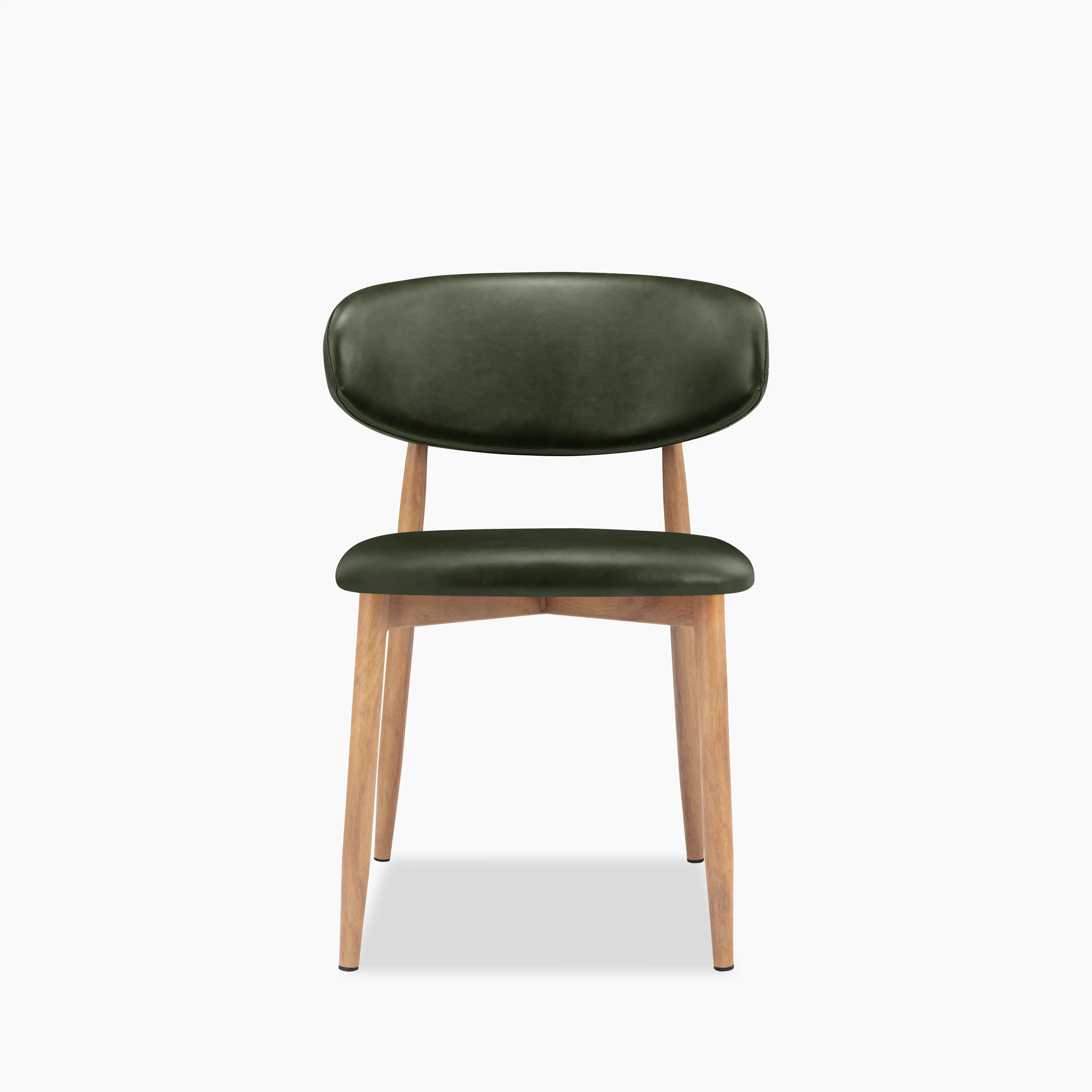 Halston Dining Chair | Vintage Green Faux Leather & Oak - Image 2
