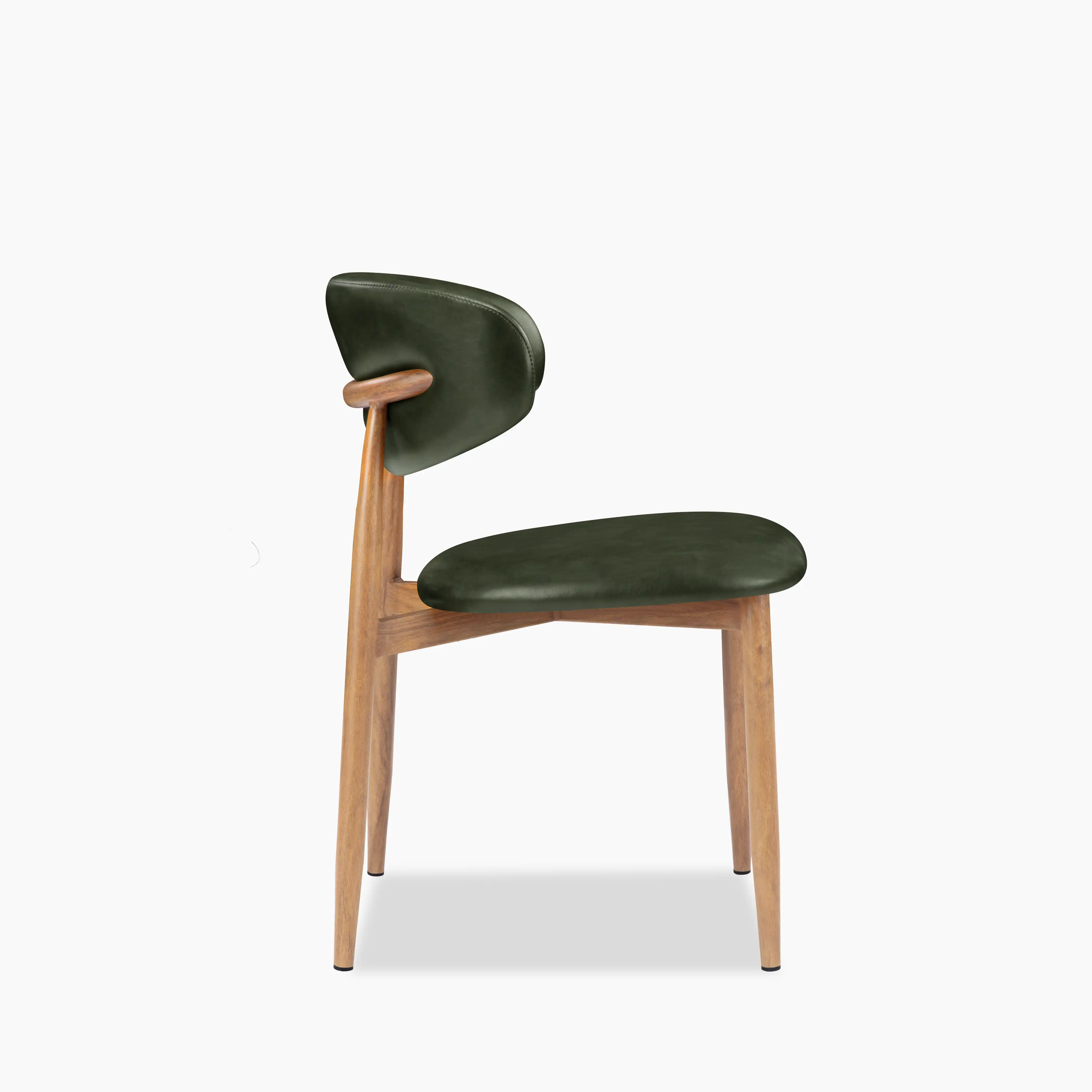 Halston Dining Chair | Vintage Green Faux Leather & Oak - Image 4