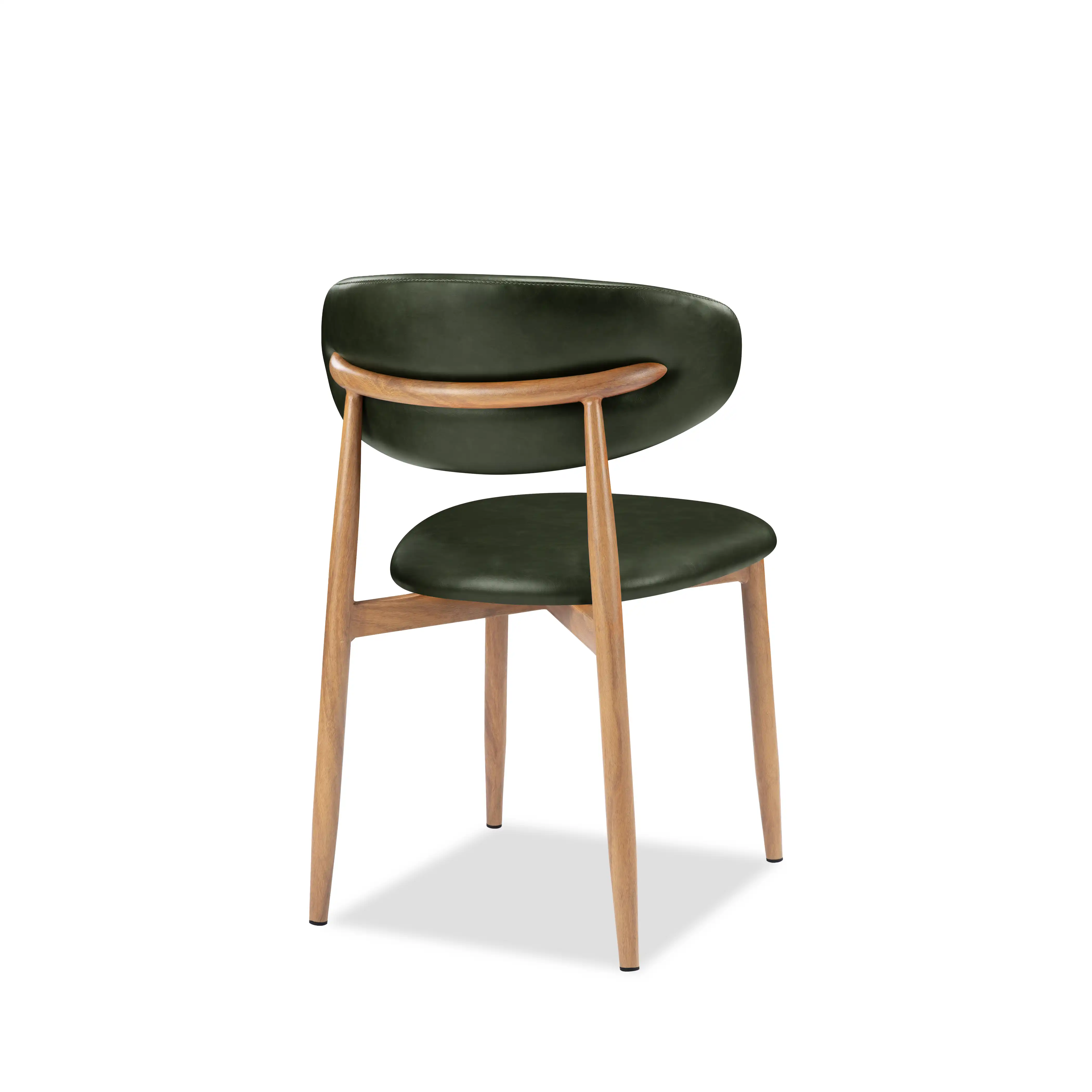 Halston Dining Chair | Vintage Green Faux Leather & Oak - Image 5
