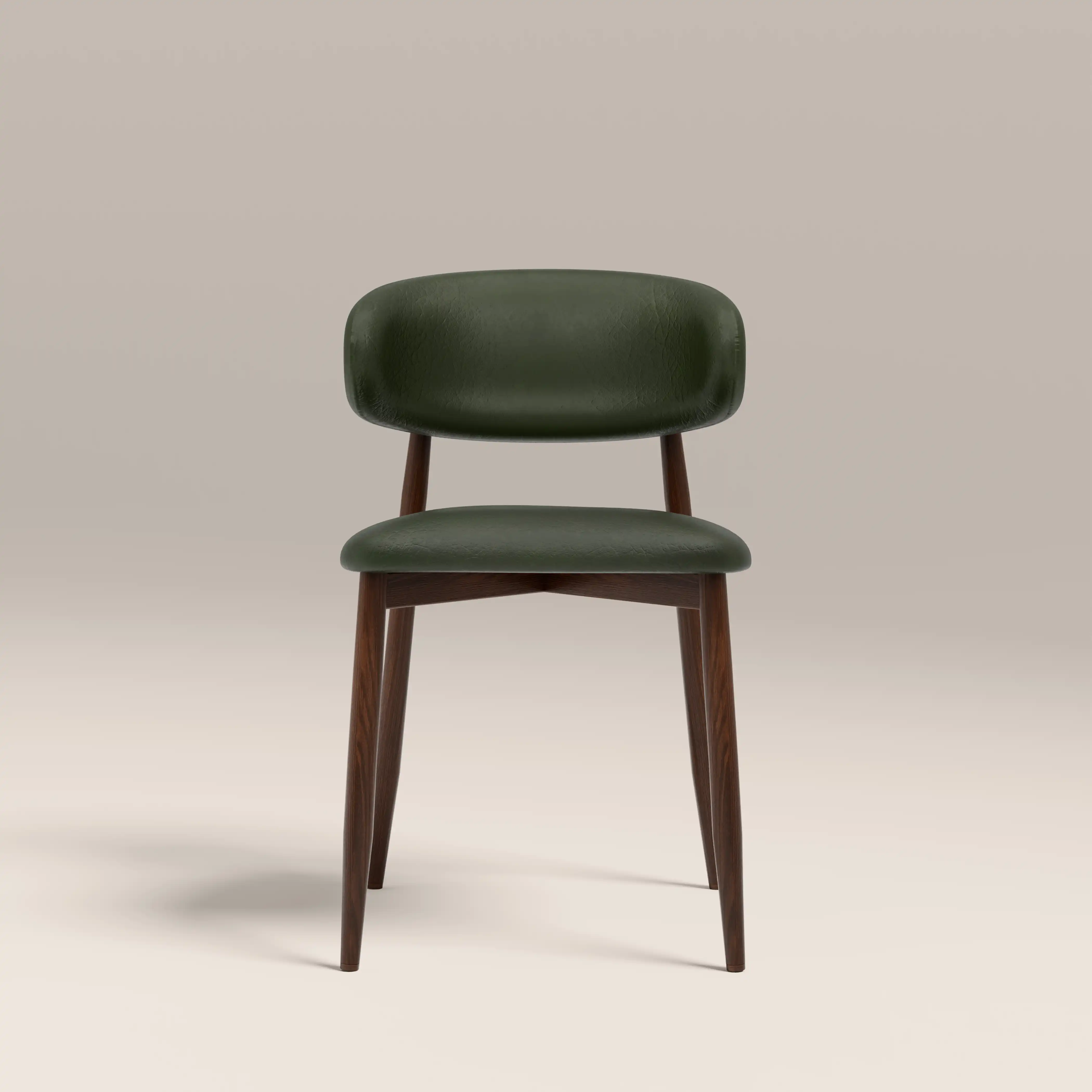 Halston Dining Chair | Vintage Green Faux Leather & Walnut - Image 2