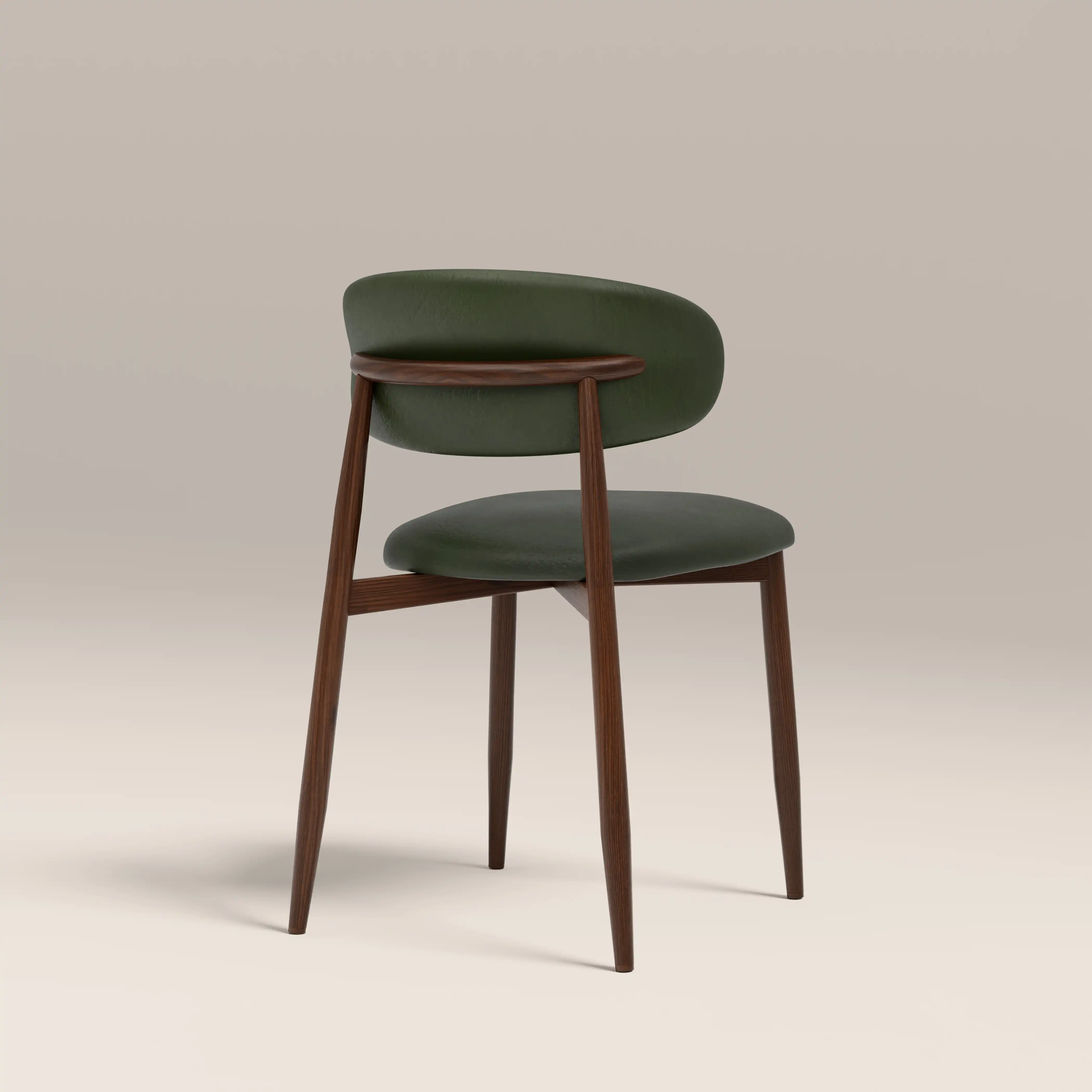 Halston Dining Chair | Vintage Green Faux Leather & Walnut - Image 5