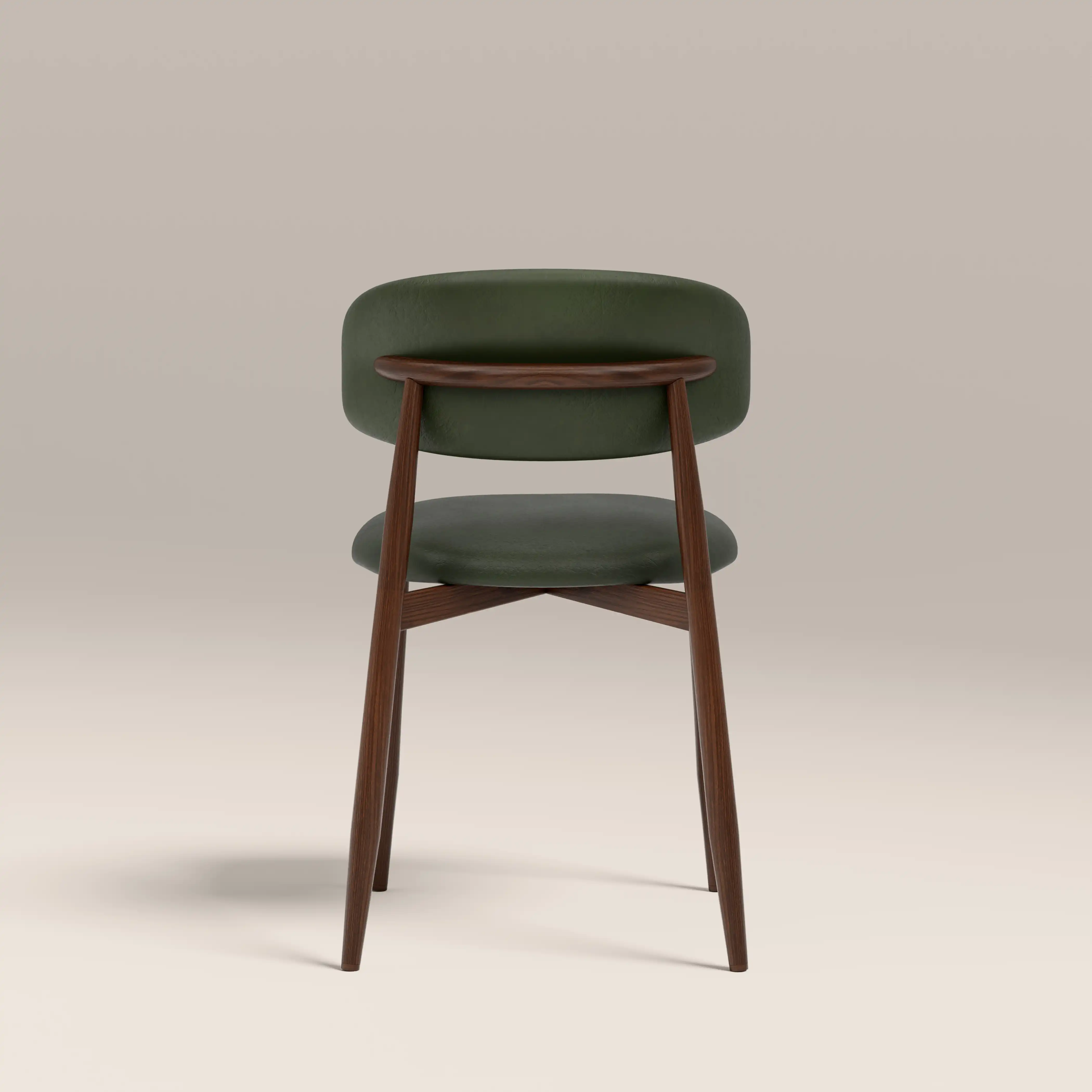 Halston Dining Chair | Vintage Green Faux Leather & Walnut - Image 6