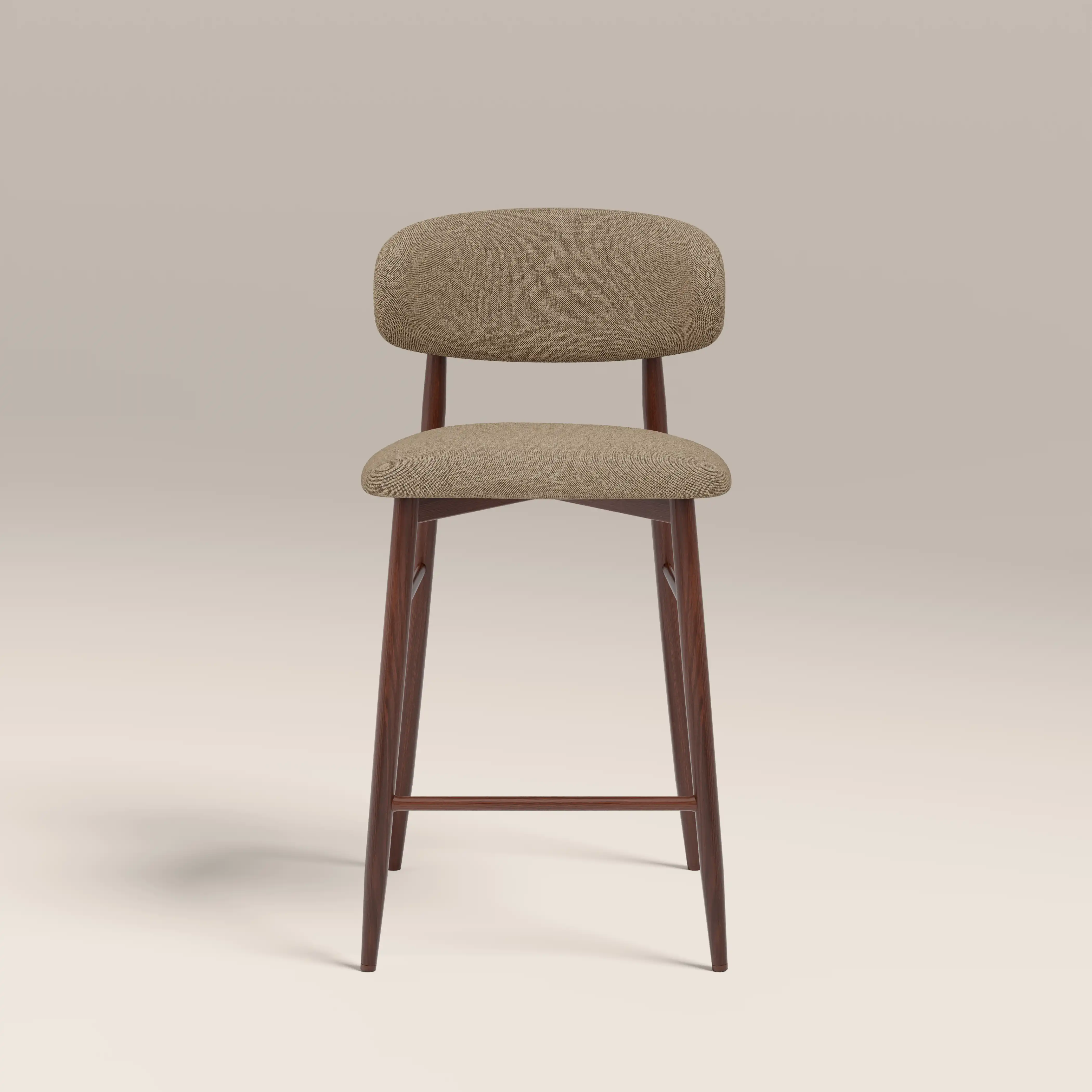 Halston Kitchen Stool | Latte Sustainable Fabric & Walnut - Image 3