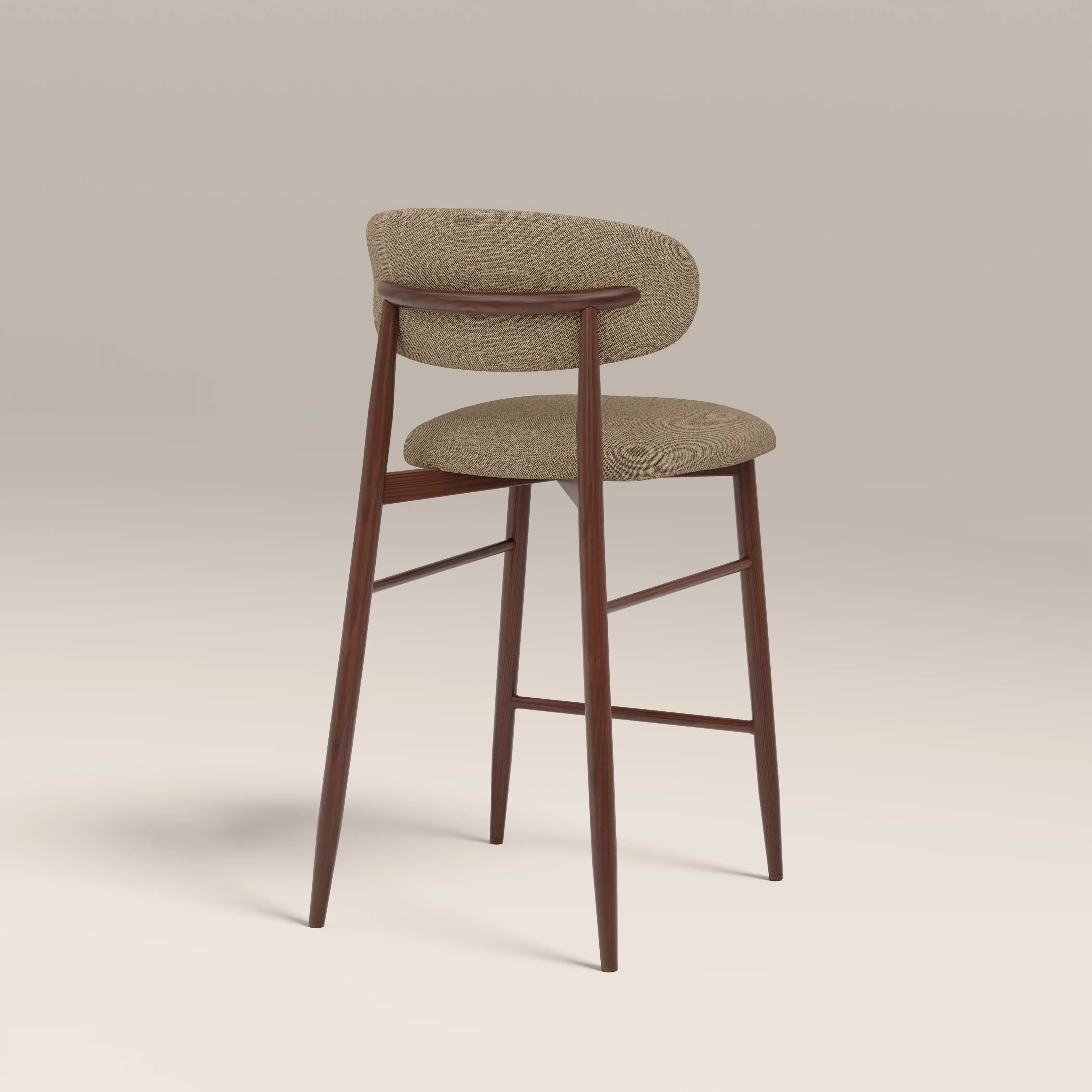 Halston Kitchen Stool | Latte Sustainable Fabric & Walnut - Image 5