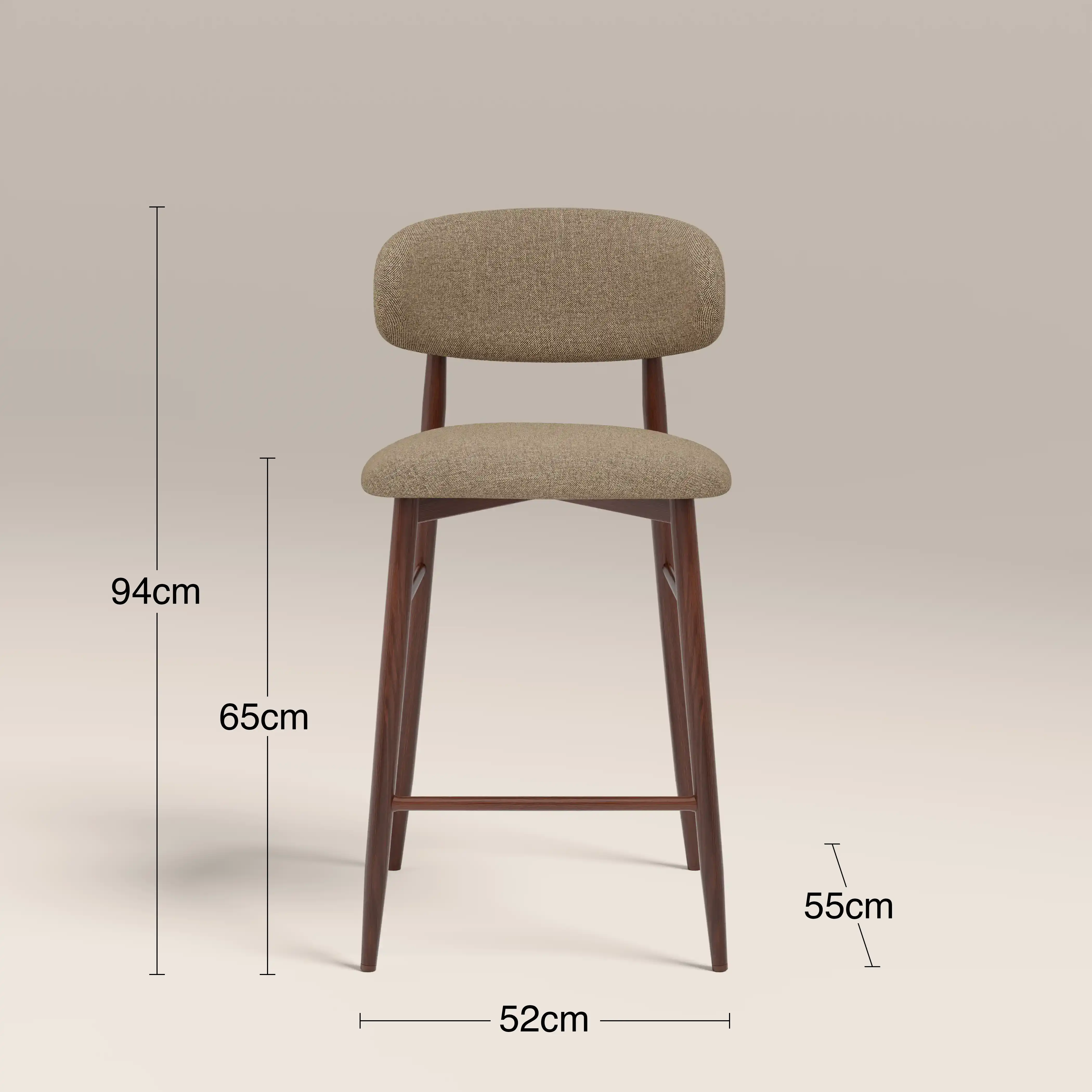 Halston Kitchen Stool | Latte Sustainable Fabric & Walnut - Image 7