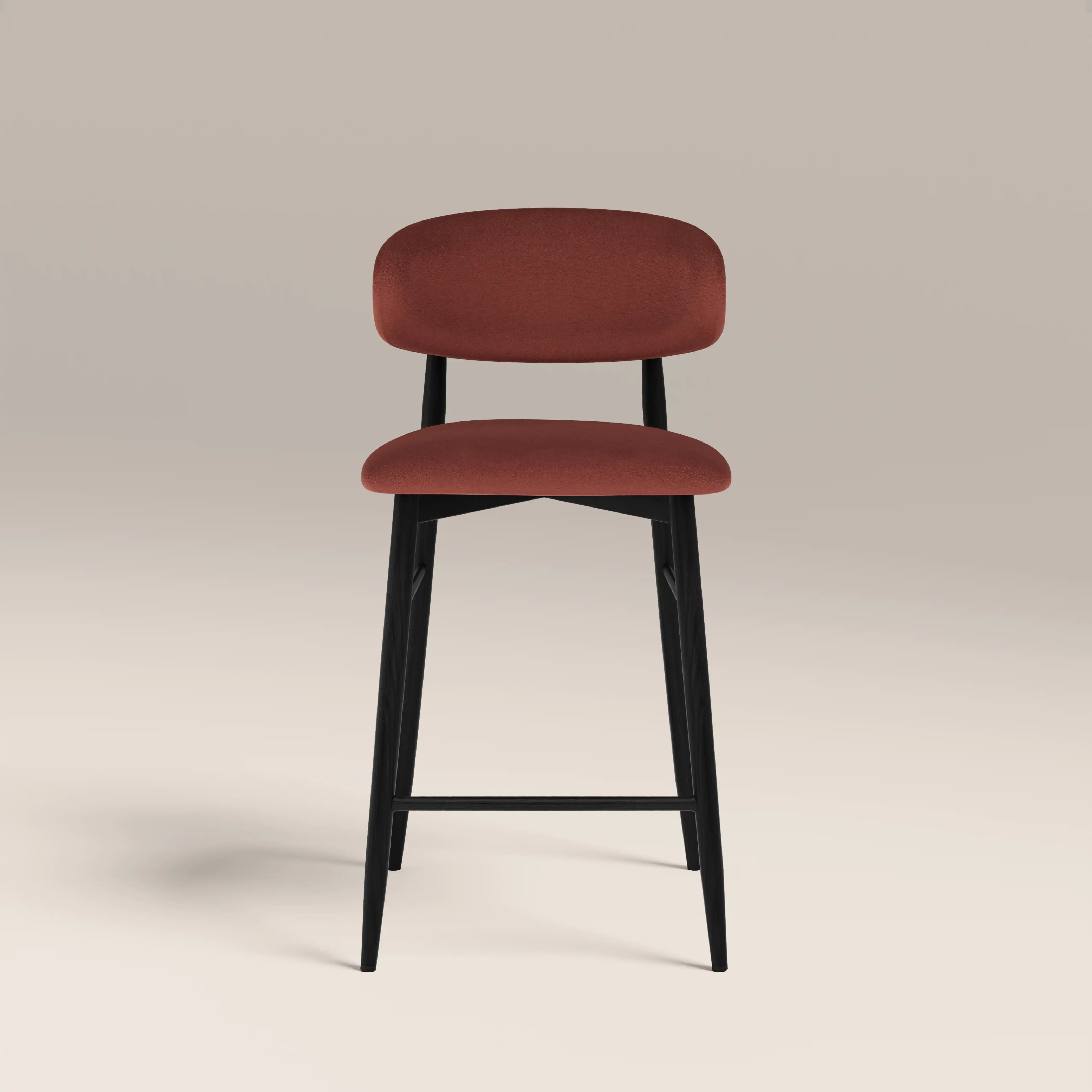 Halston Kitchen Stool | Rust Red Sustainable Velvet & Black - Image 2