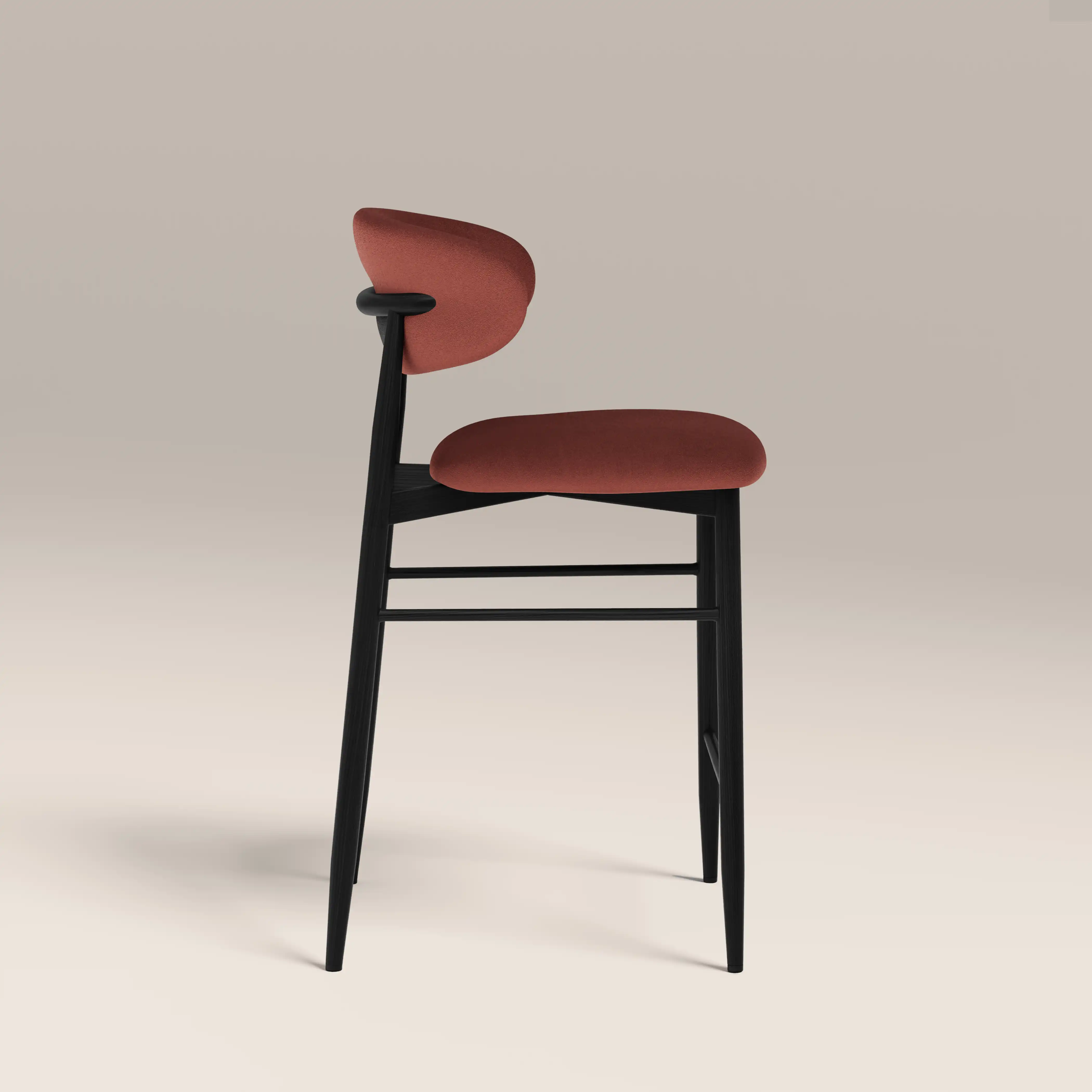 Halston Kitchen Stool | Rust Red Sustainable Velvet & Black - Image 4