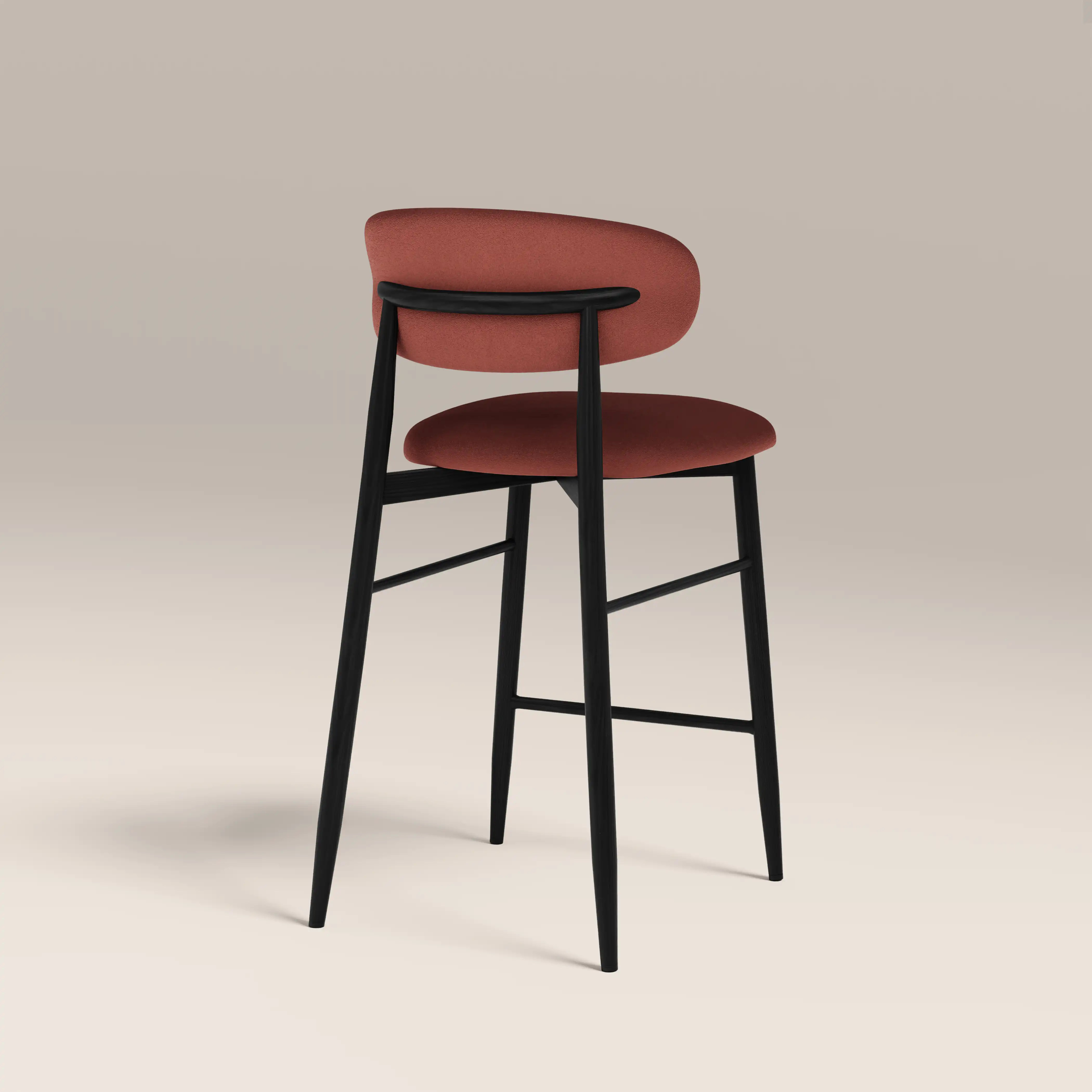 Halston Kitchen Stool | Rust Red Sustainable Velvet & Black - Image 5