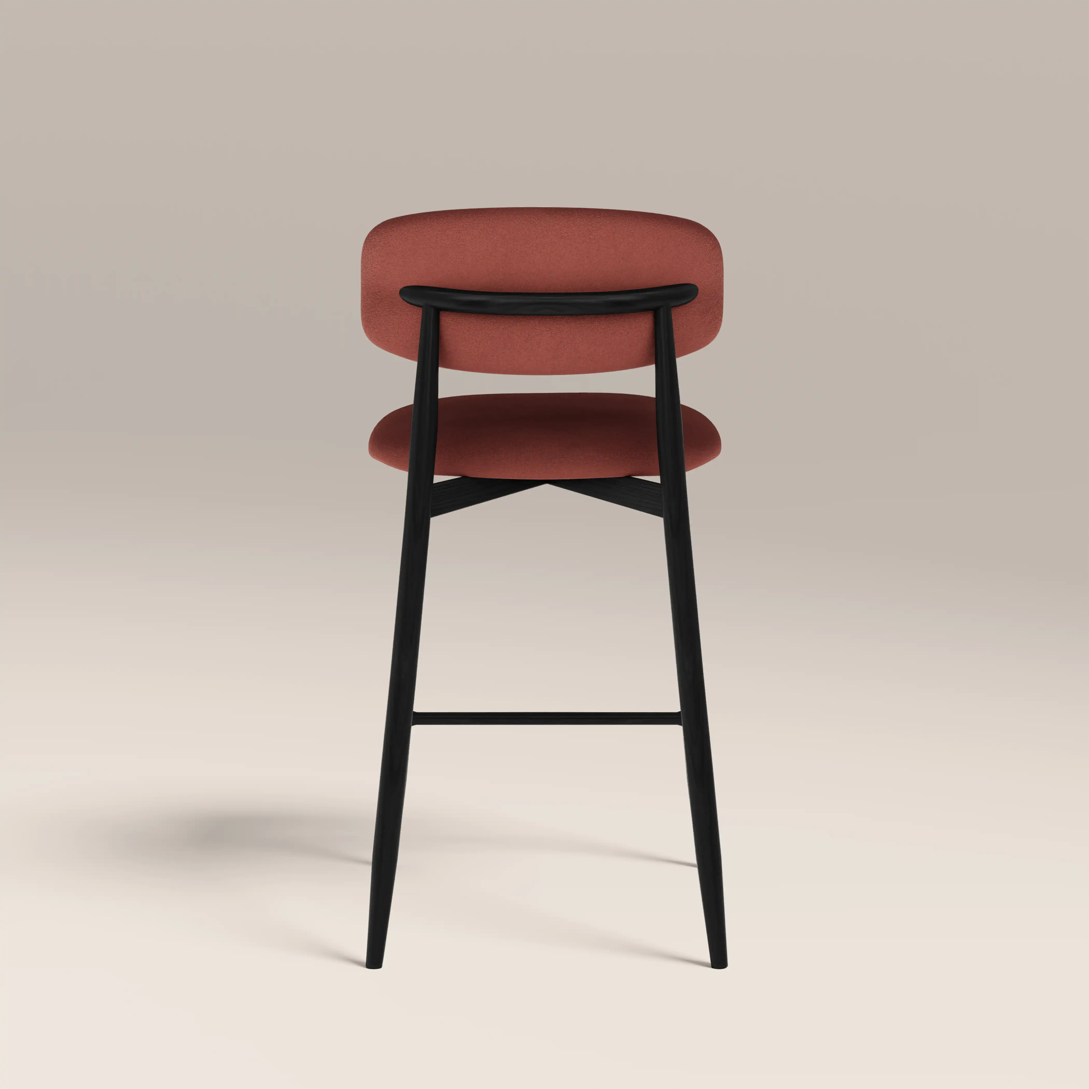 Halston Kitchen Stool | Rust Red Sustainable Velvet & Black - Image 6