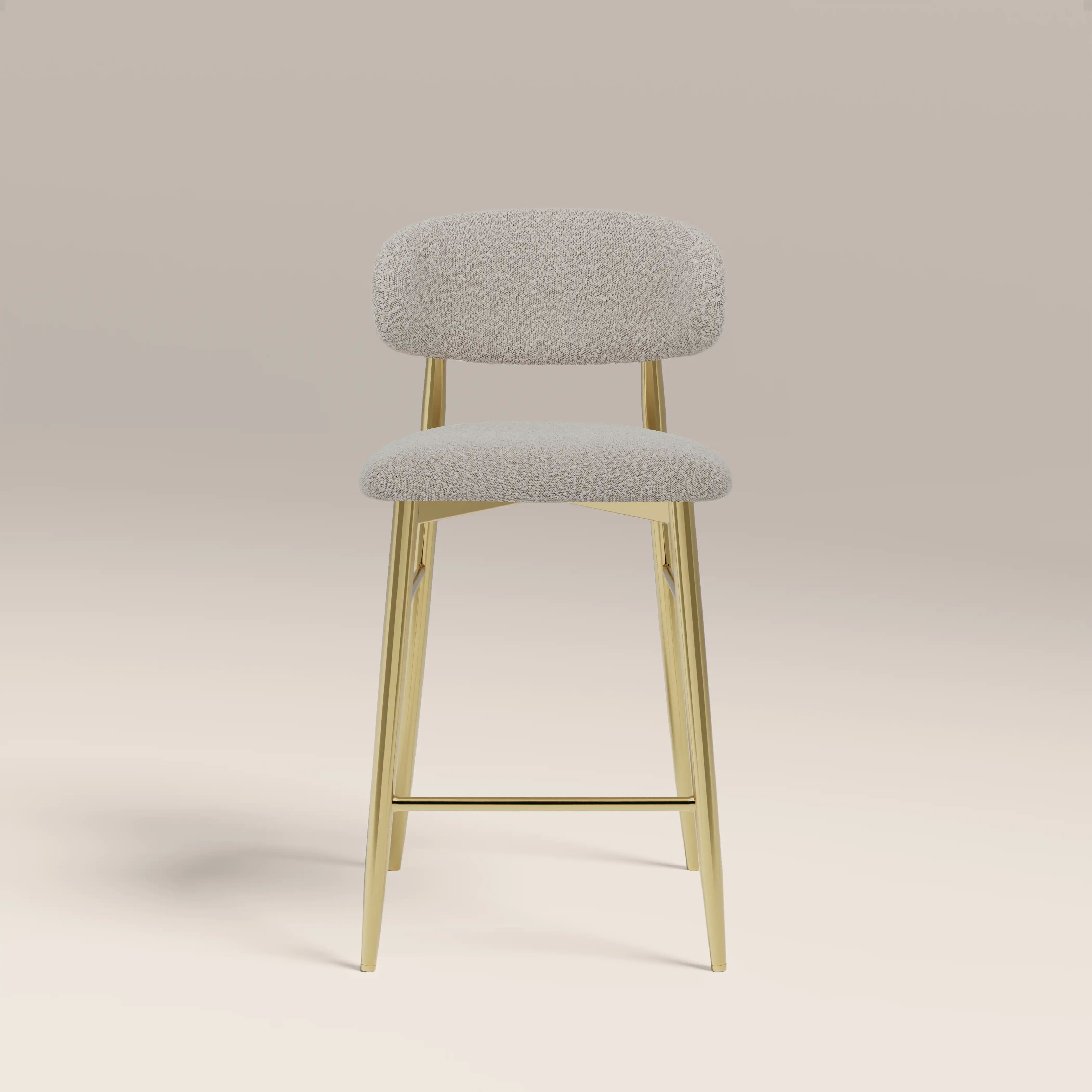 Halston Kitchen Stool | Speckled Stone Sustainable Boucle & Brass - Image 3