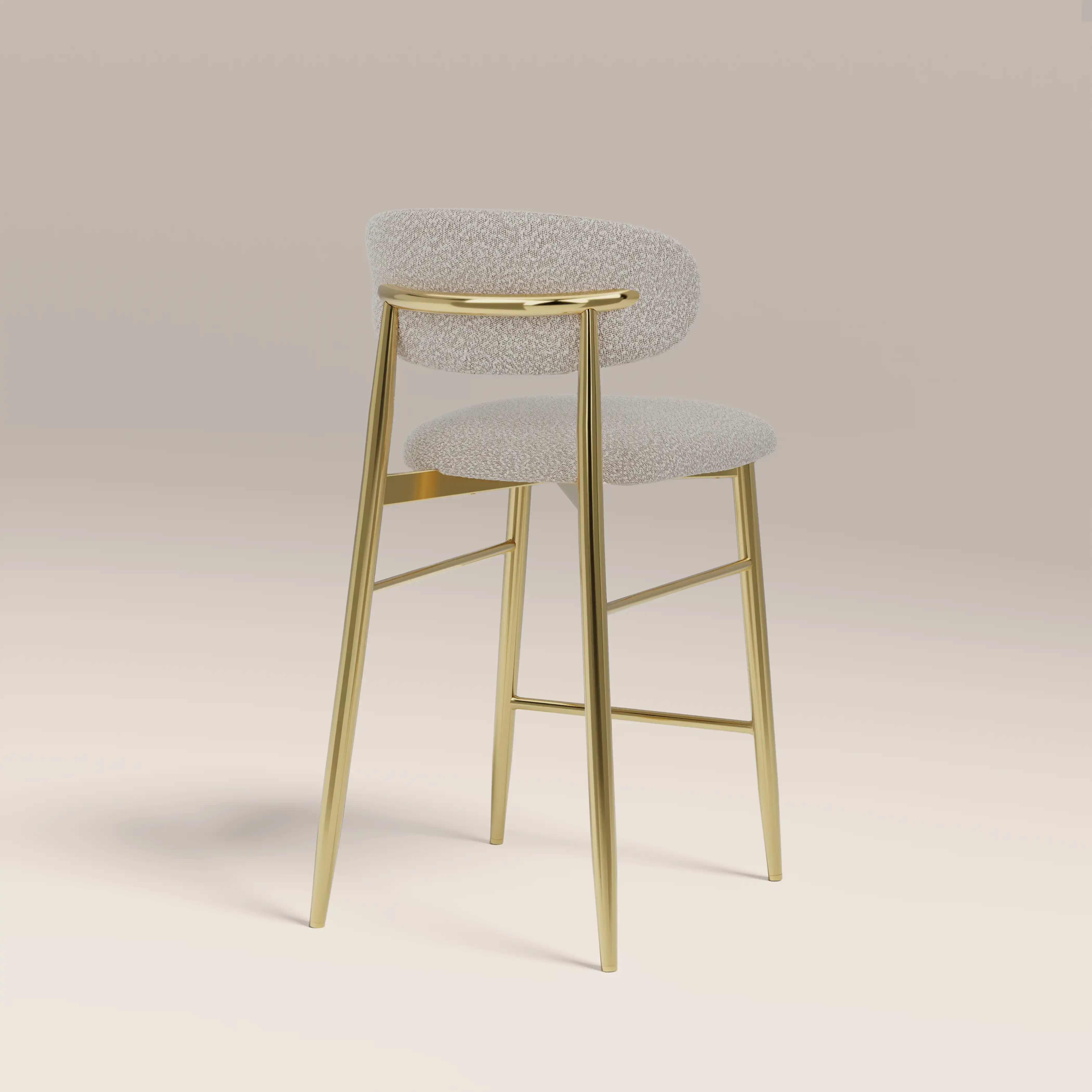 Halston Kitchen Stool | Speckled Stone Sustainable Boucle & Brass - Image 6