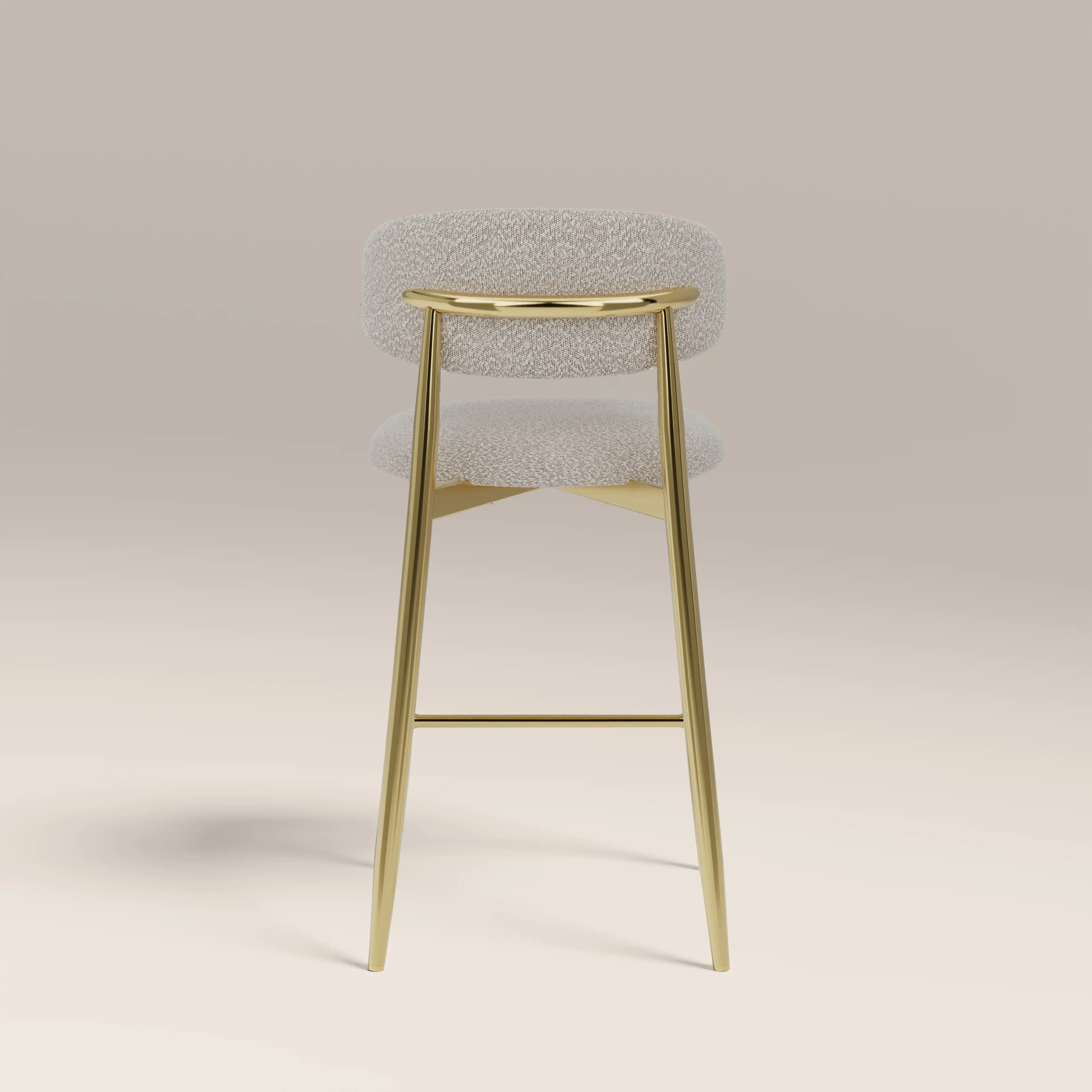 Halston Kitchen Stool | Speckled Stone Sustainable Boucle & Brass - Image 7