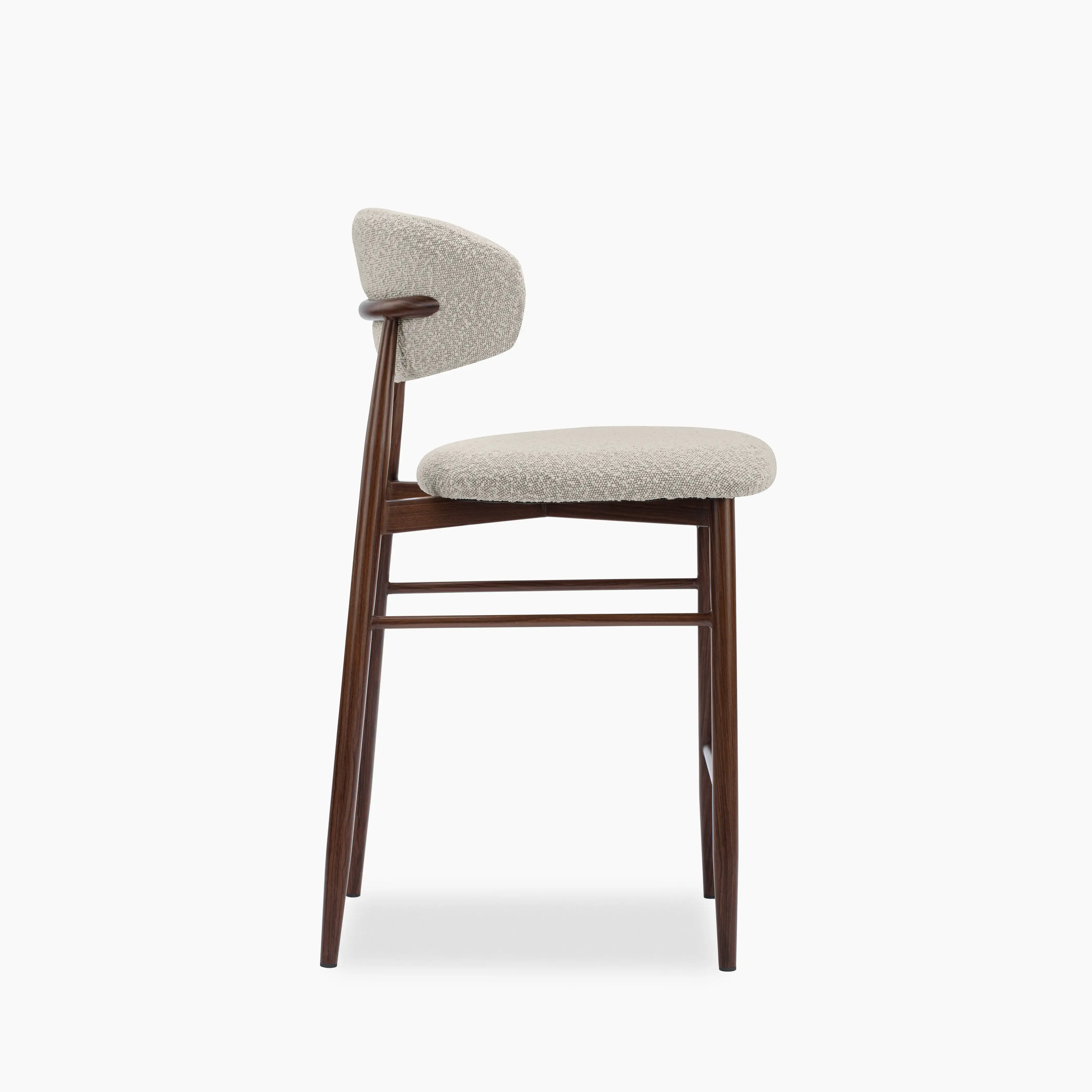 Halston Kitchen Stool | Speckled Stone Sustainable Boucle & Walnut - Image 4