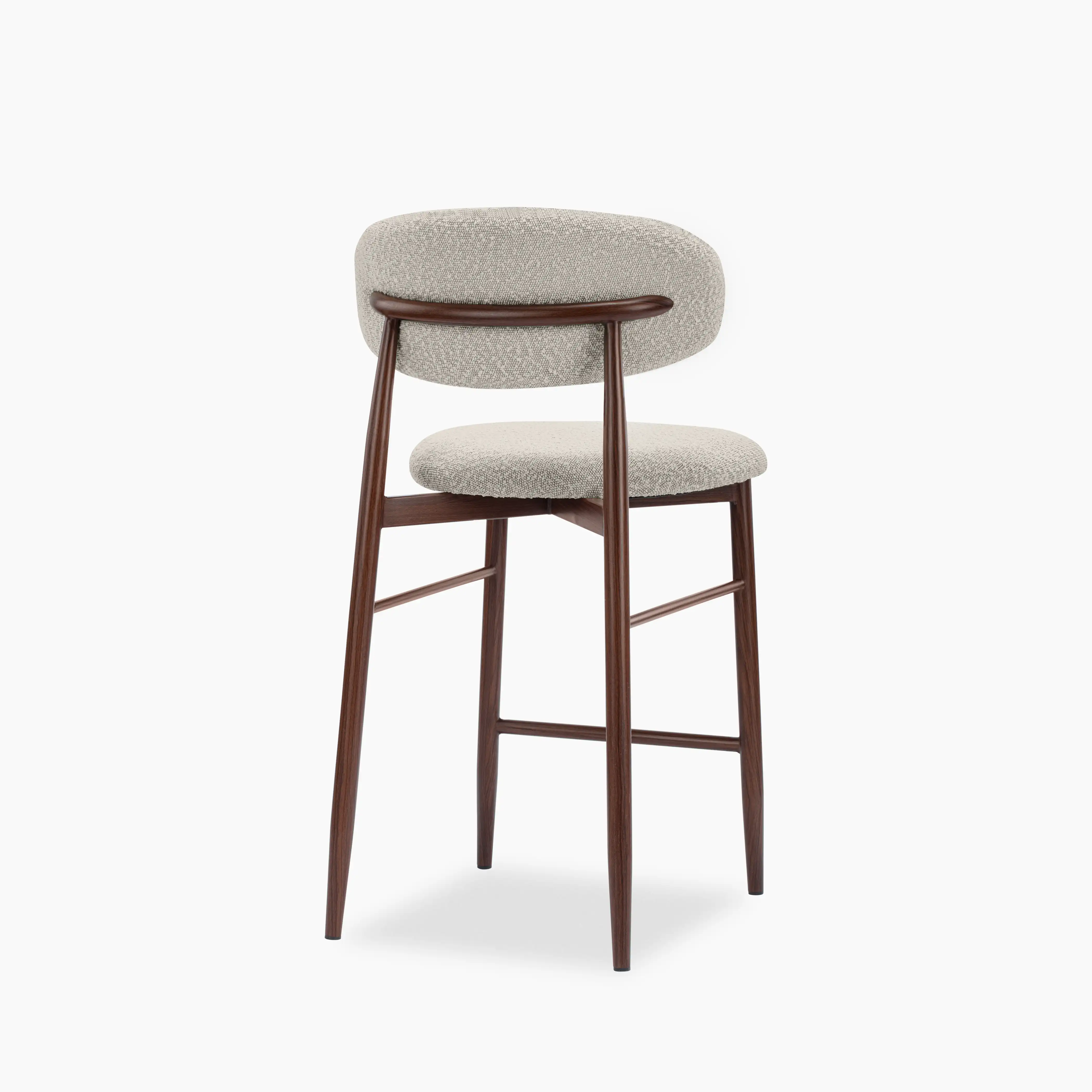 Halston Kitchen Stool | Speckled Stone Sustainable Boucle & Walnut - Image 5