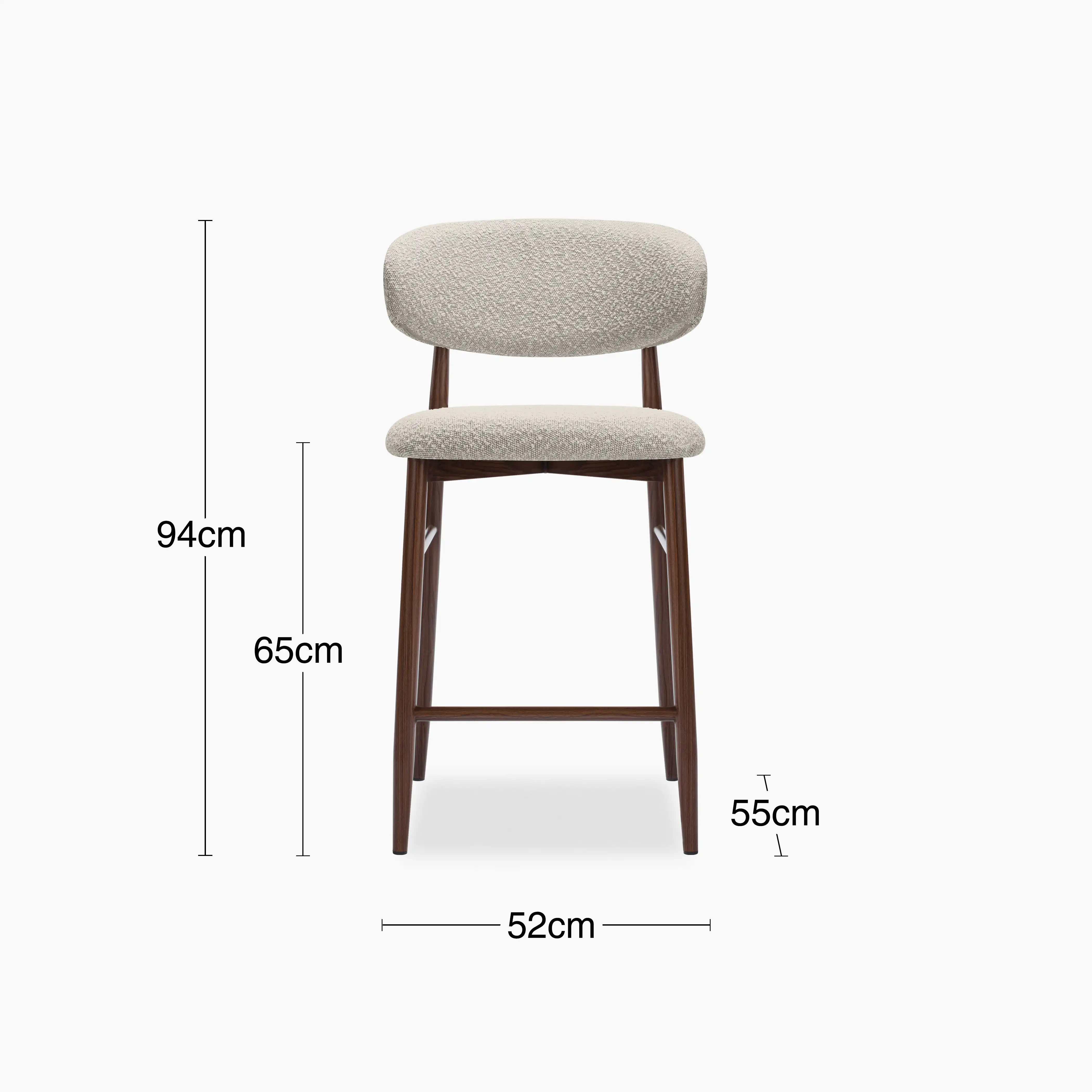 Halston Kitchen Stool | Speckled Stone Sustainable Boucle & Walnut - Image 7