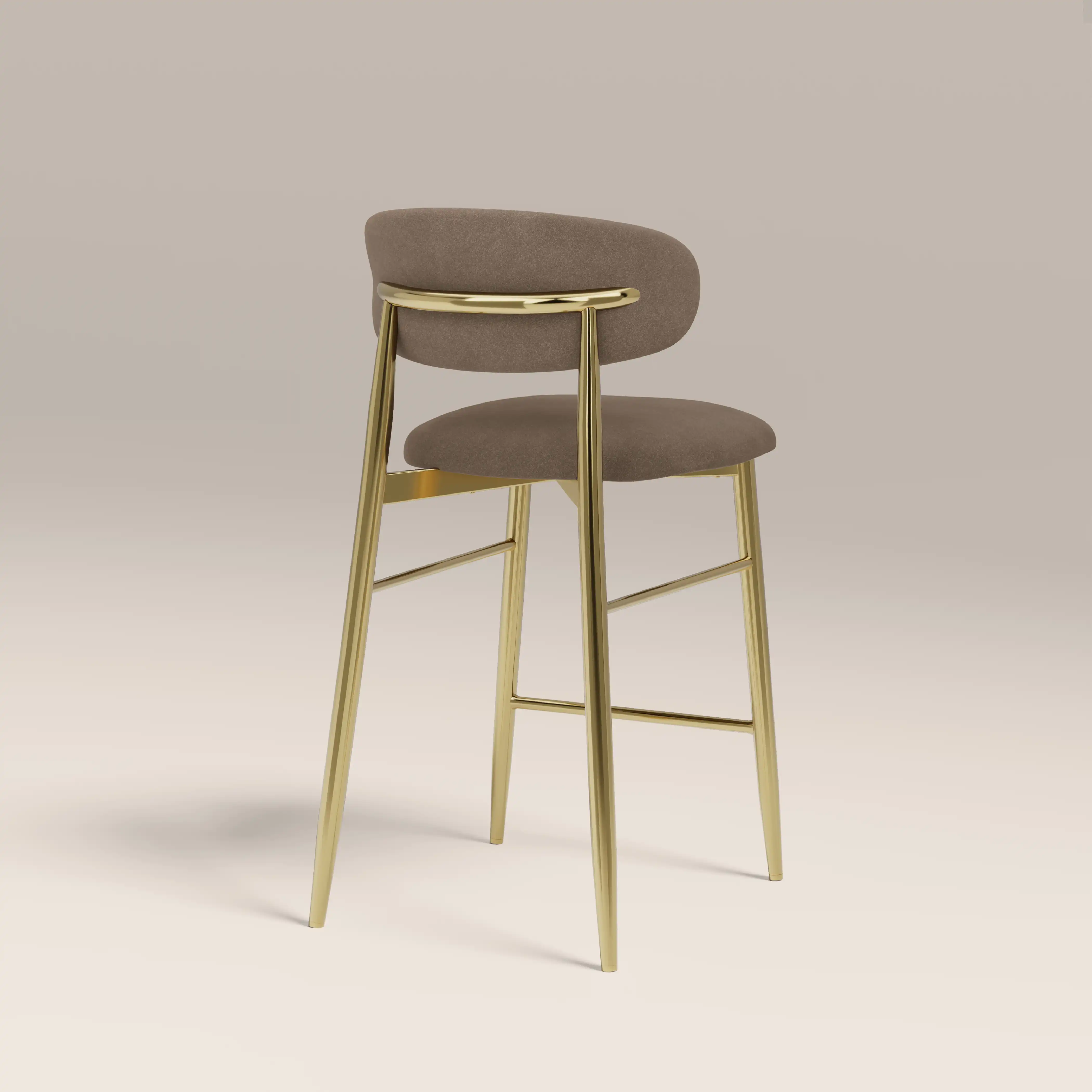 Halston Kitchen Stool | Truffle Brown Sustainable Mohair Velvet & Brass - Image 5