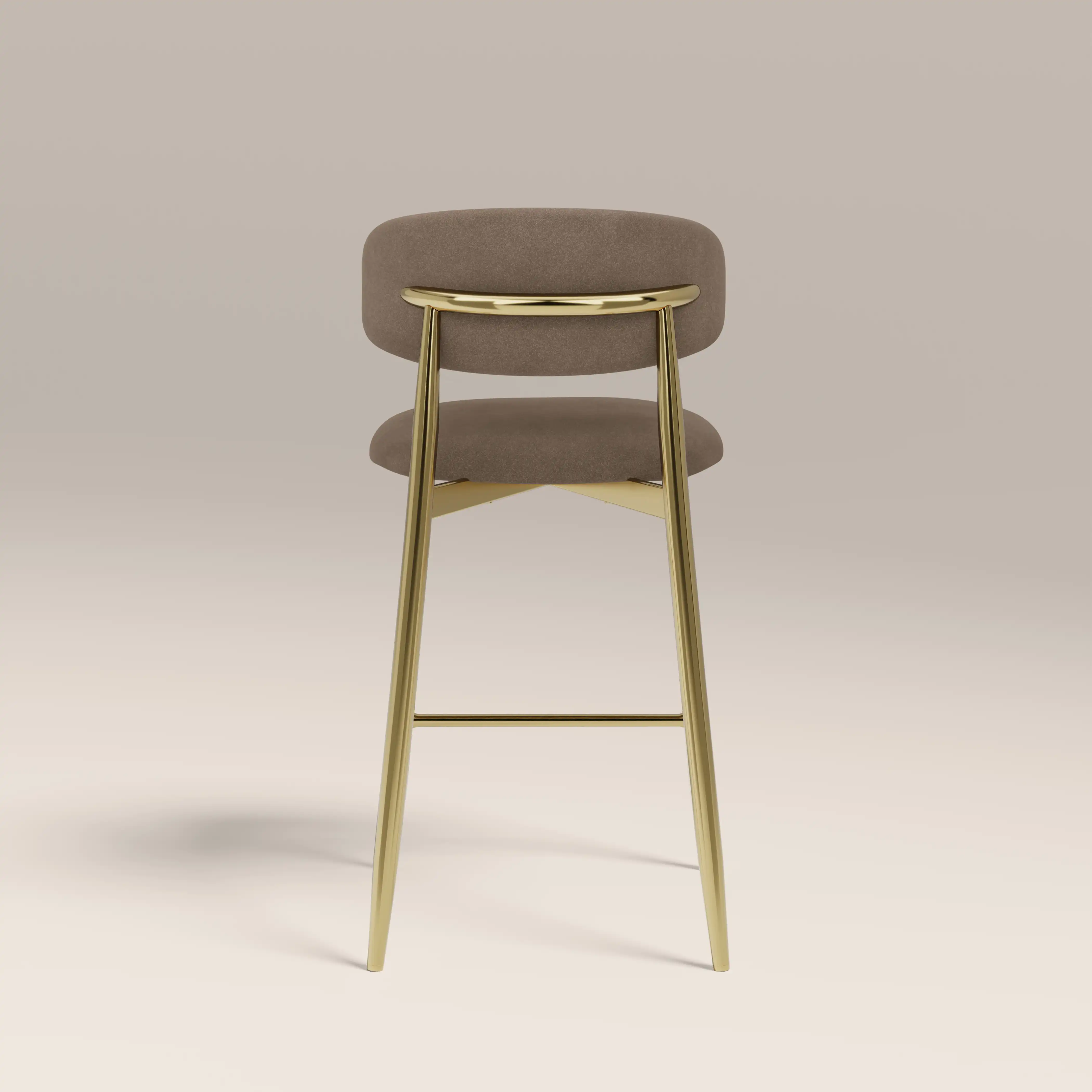 Halston Kitchen Stool | Truffle Brown Sustainable Mohair Velvet & Brass - Image 6
