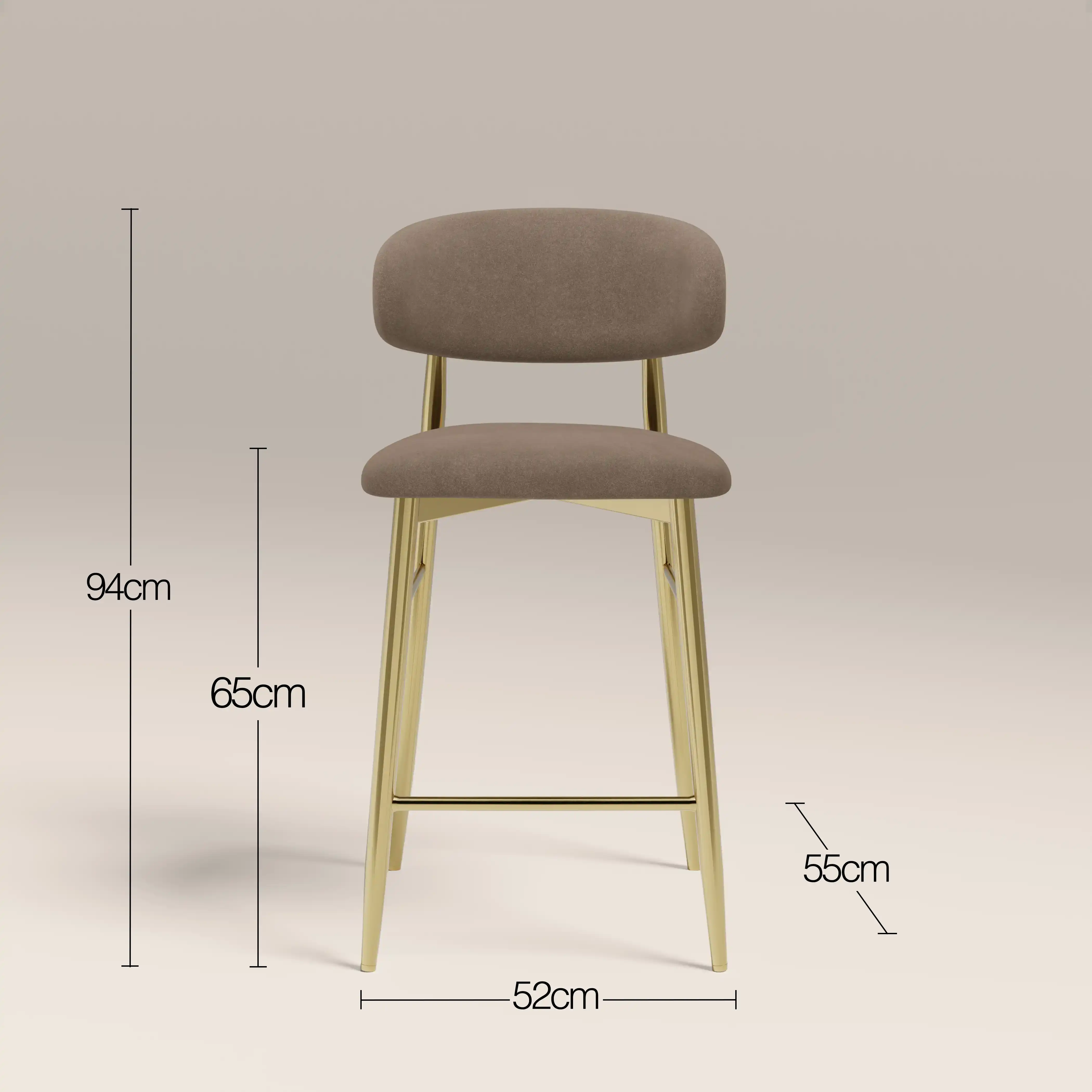 Halston Kitchen Stool | Truffle Brown Sustainable Mohair Velvet & Brass - Image 7
