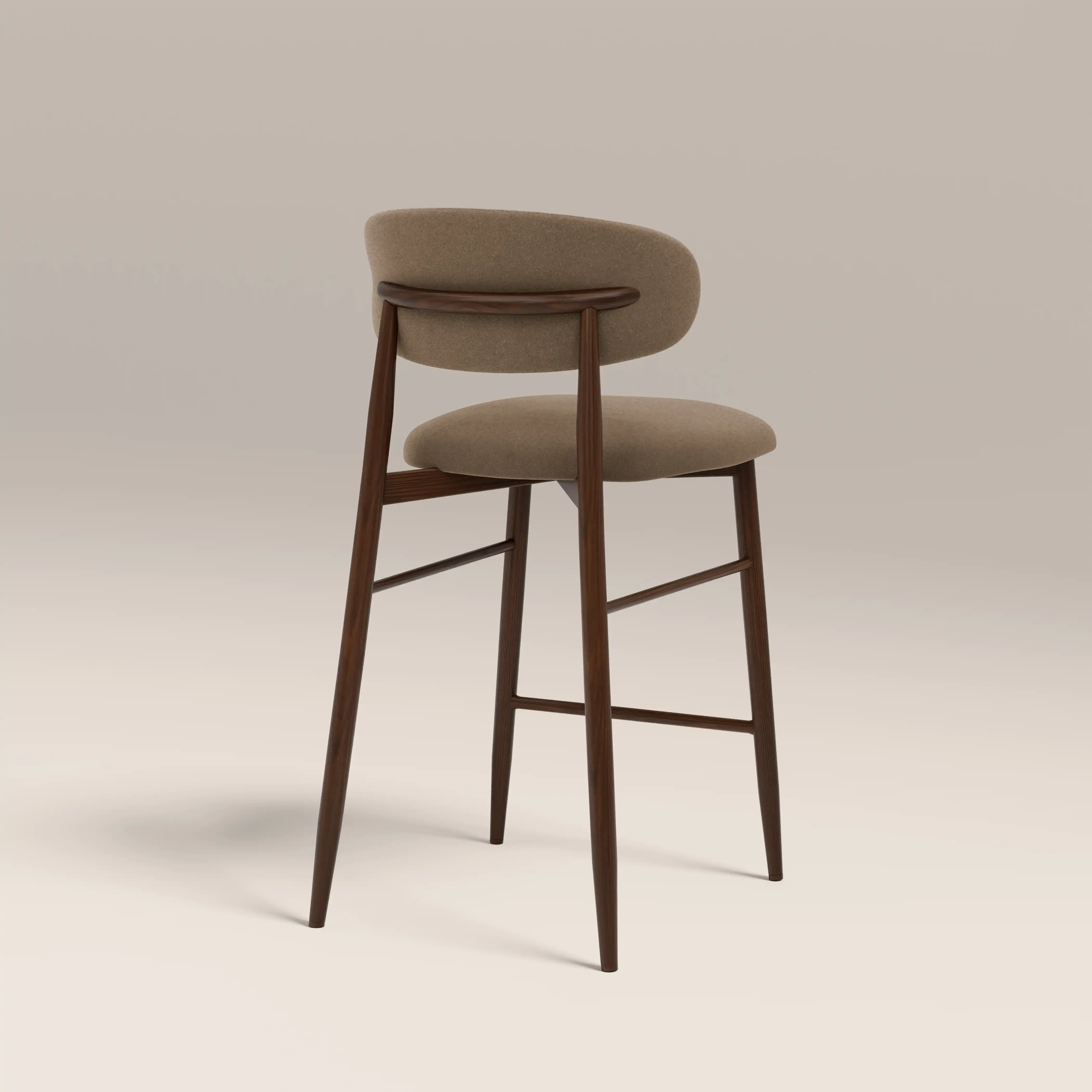 Halston Kitchen Stool | Truffle Brown Sustainable Mohair Velvet & Walnut - Image 5