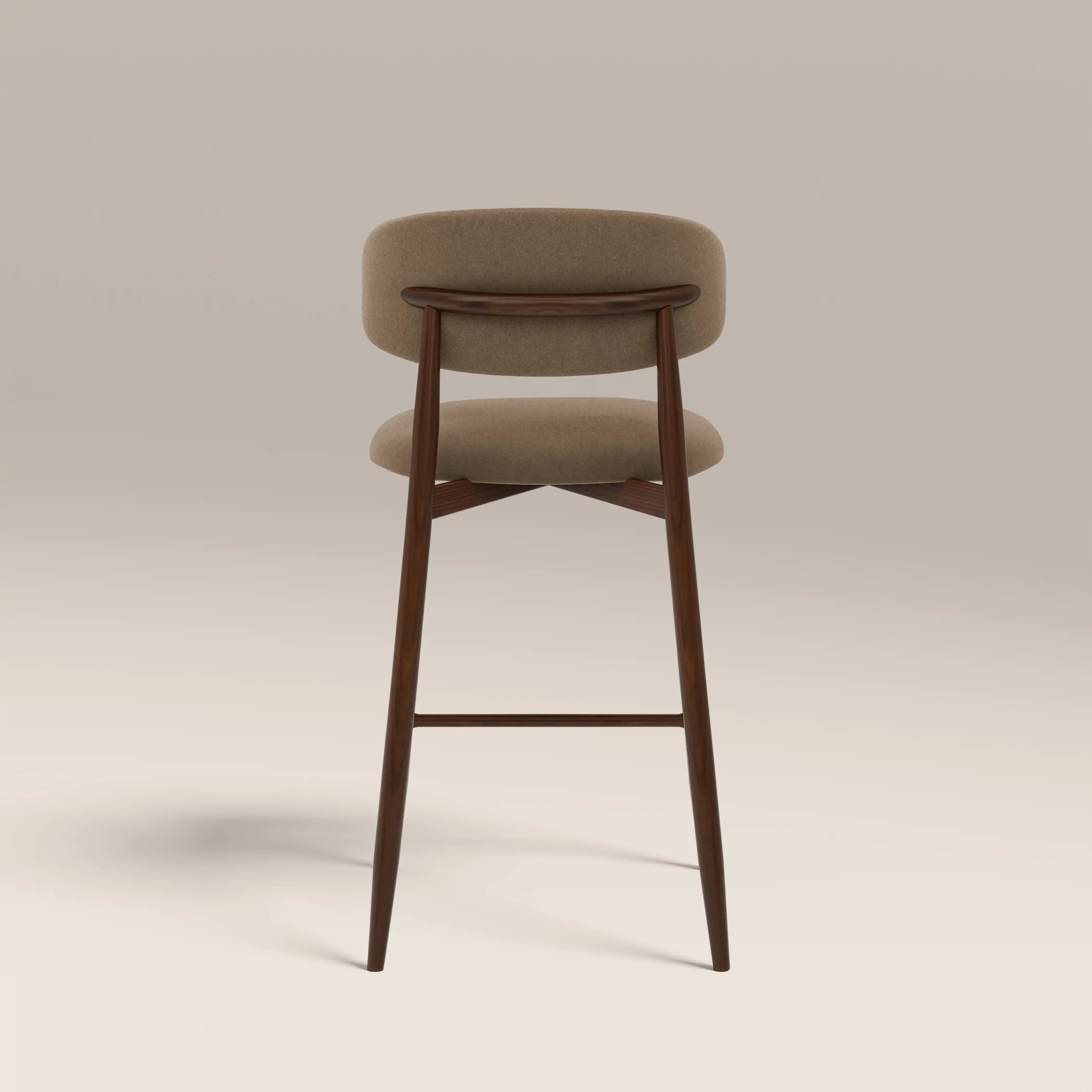 Halston Kitchen Stool | Truffle Brown Sustainable Mohair Velvet & Walnut - Image 6