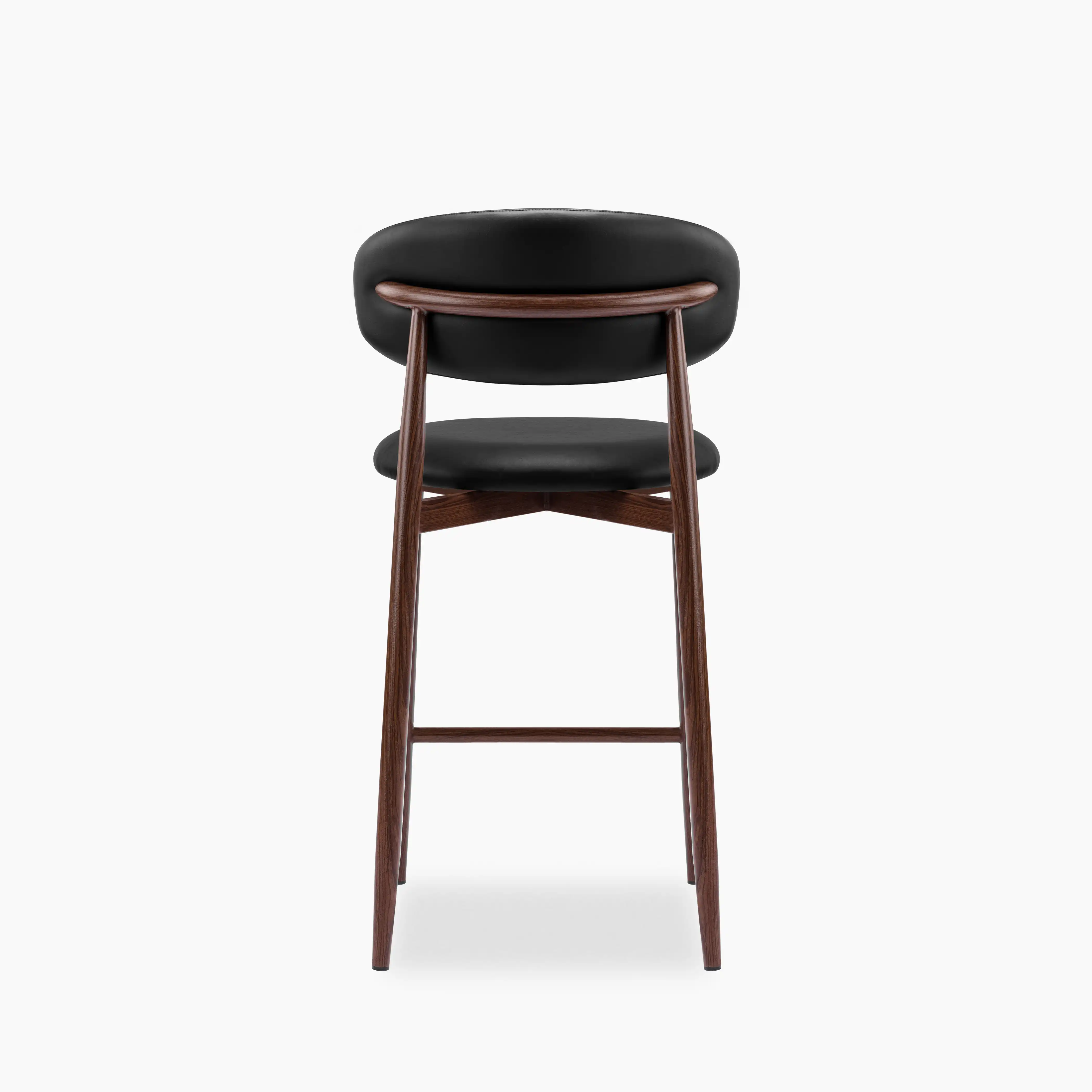 Halston Kitchen Stool | Vintage Black Faux Leather & Walnut - Image 5