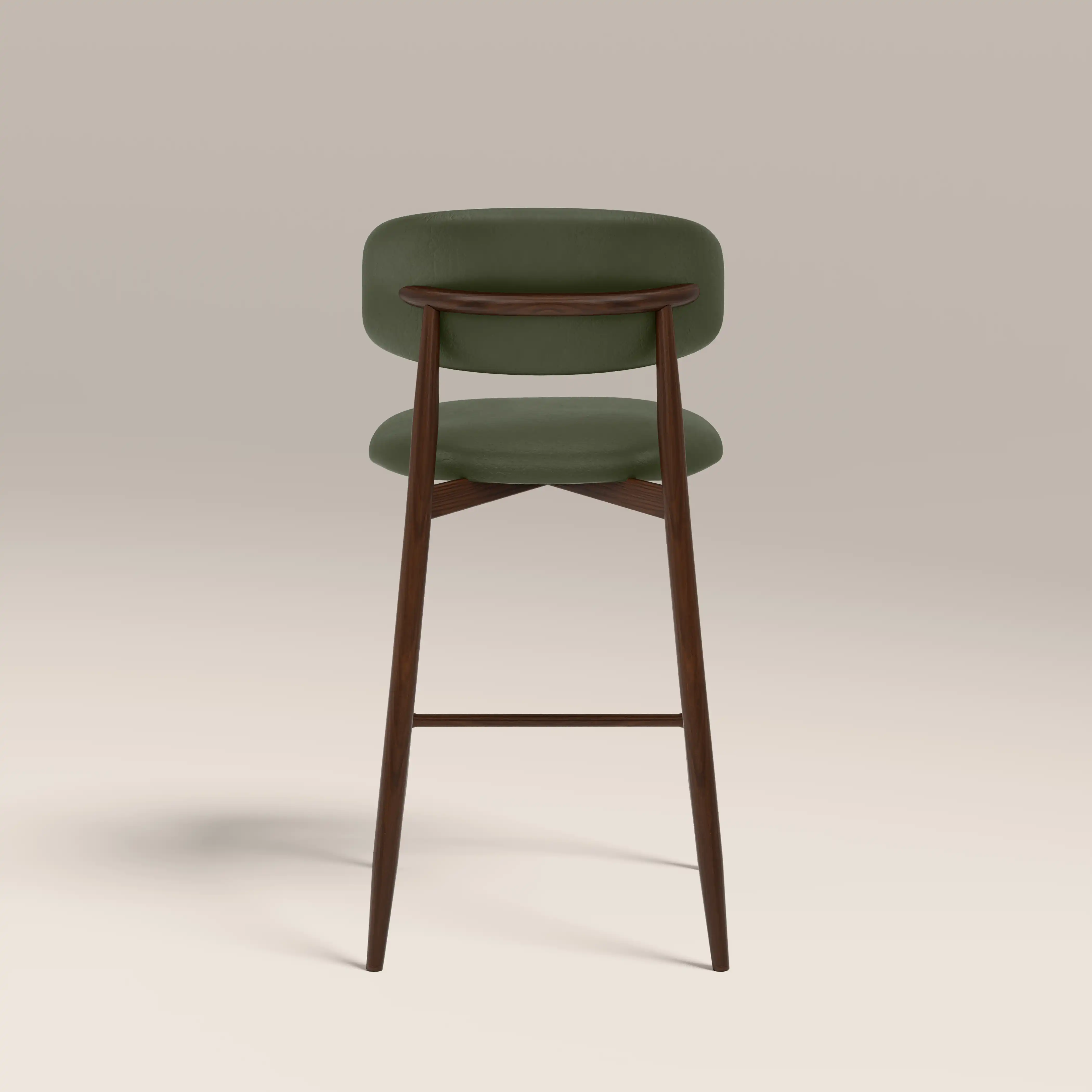 Halston Kitchen Stool | Vintage Green Faux Leather & Walnut - Image 6