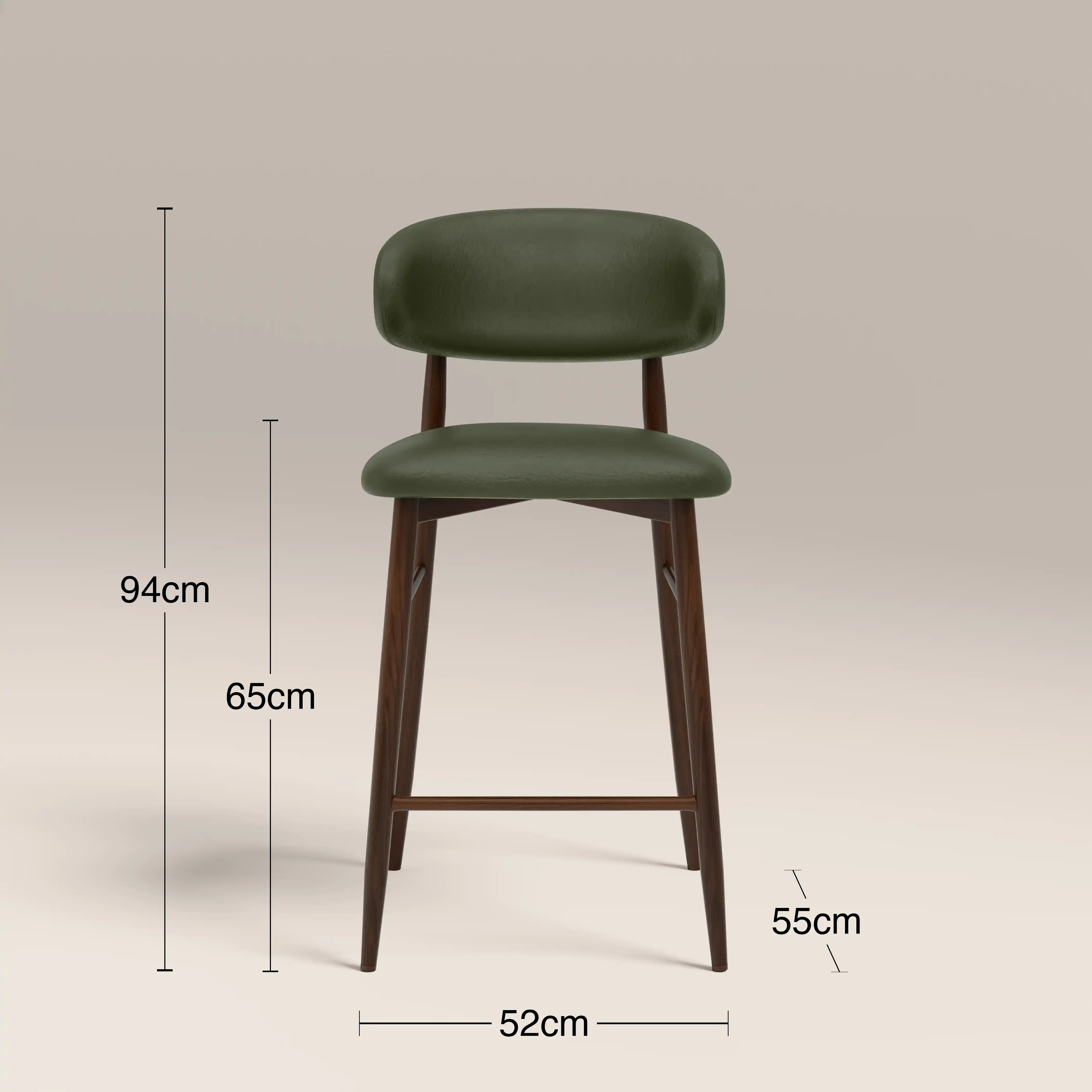 Halston Kitchen Stool | Vintage Green Faux Leather & Walnut - Image 7