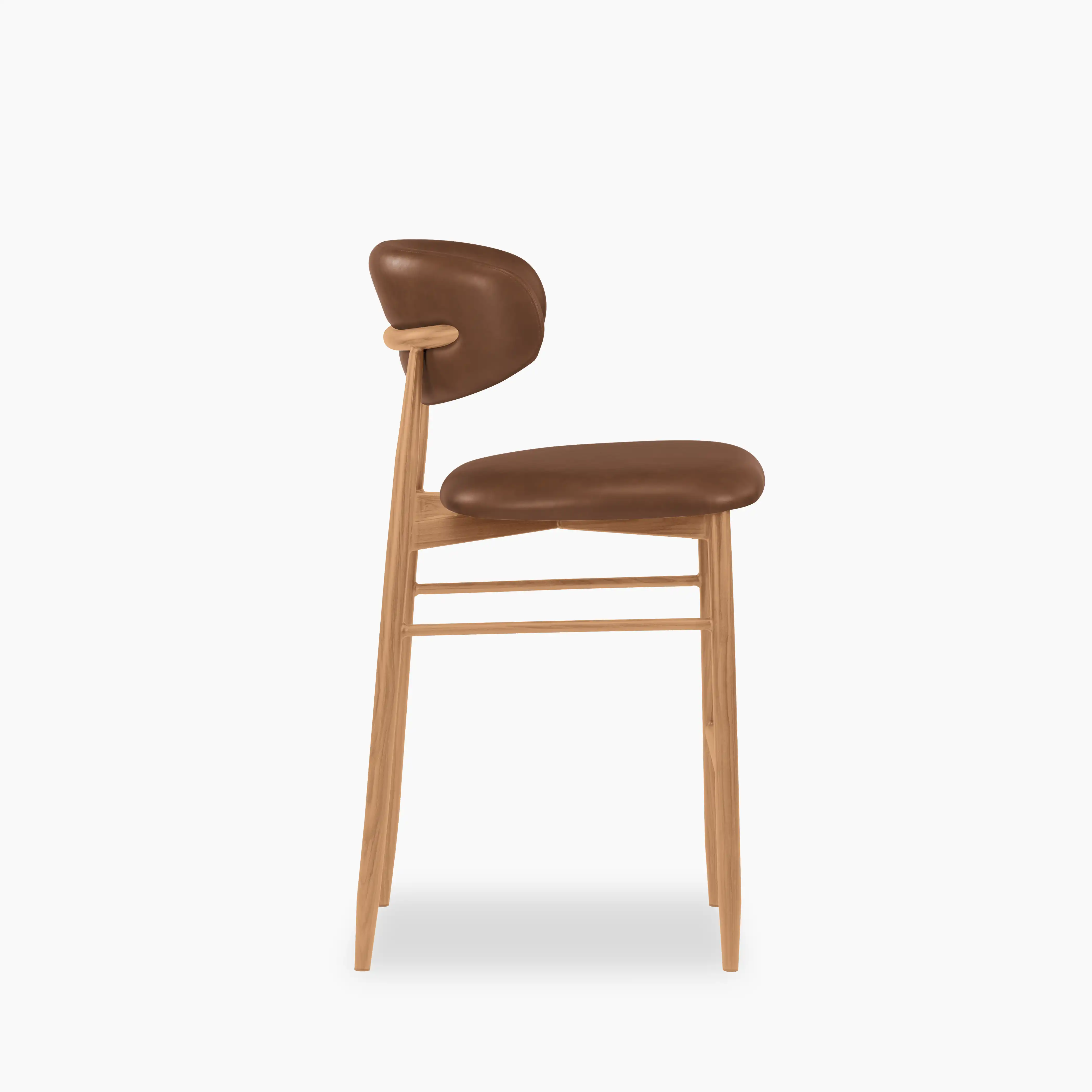 Halston Kitchen Stool | Vintage Tan Faux Leather & Oak - Image 5