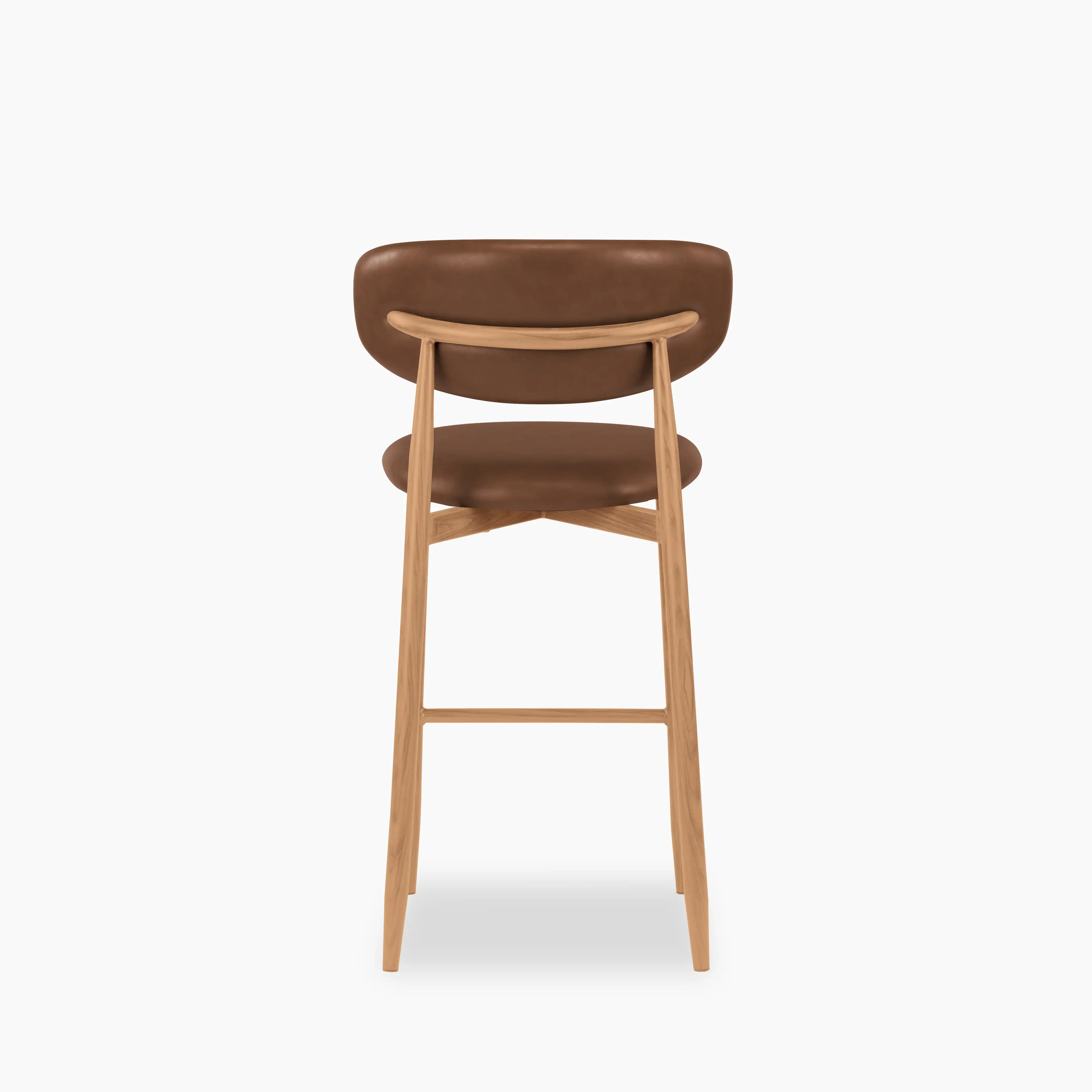 Halston Kitchen Stool | Vintage Tan Faux Leather & Oak - Image 7