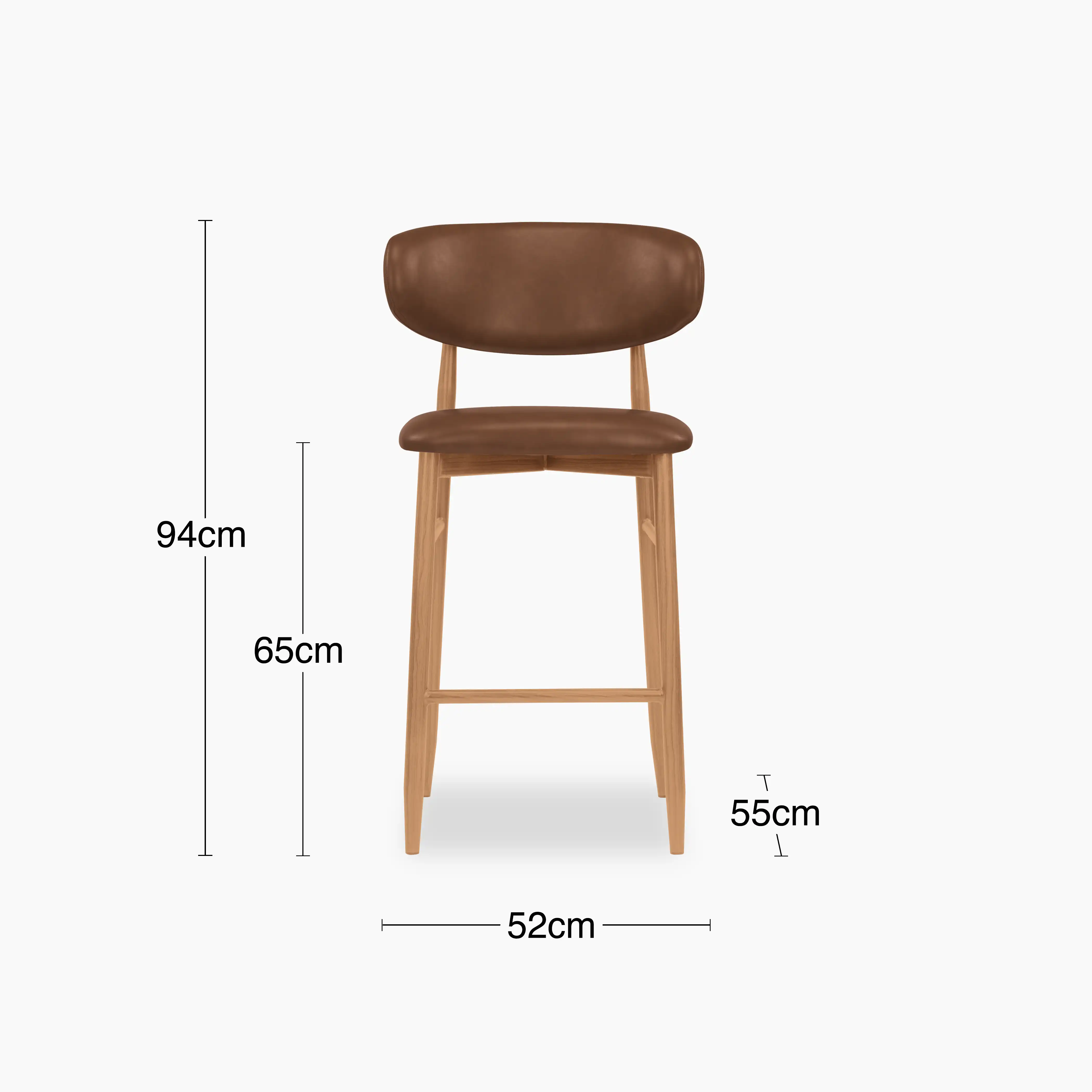 Halston Kitchen Stool | Vintage Tan Faux Leather & Oak - Image 8