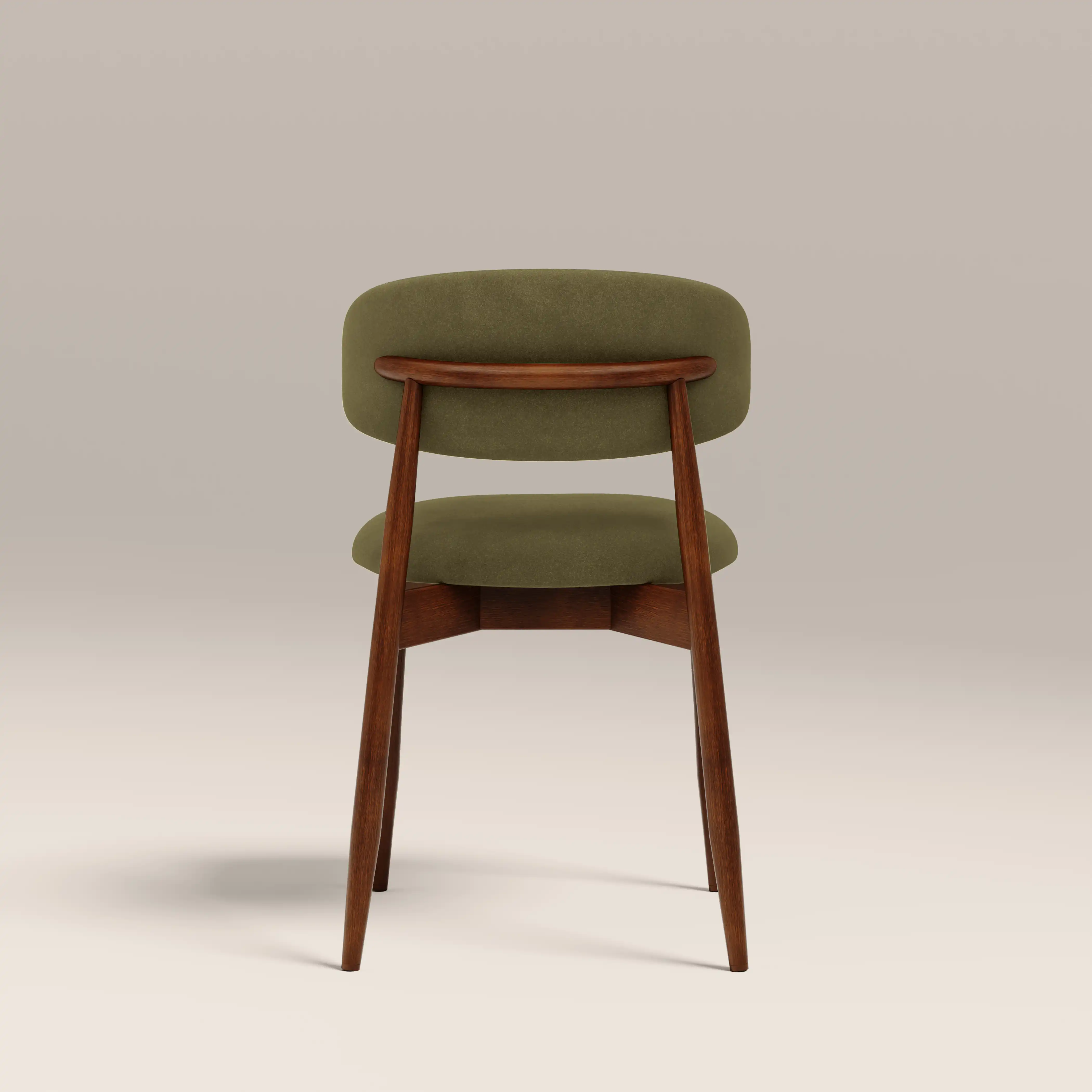 Halston Wooden Dining Chair | Moss Green Sustainable Mohair Velvet & Walnut - Image 7