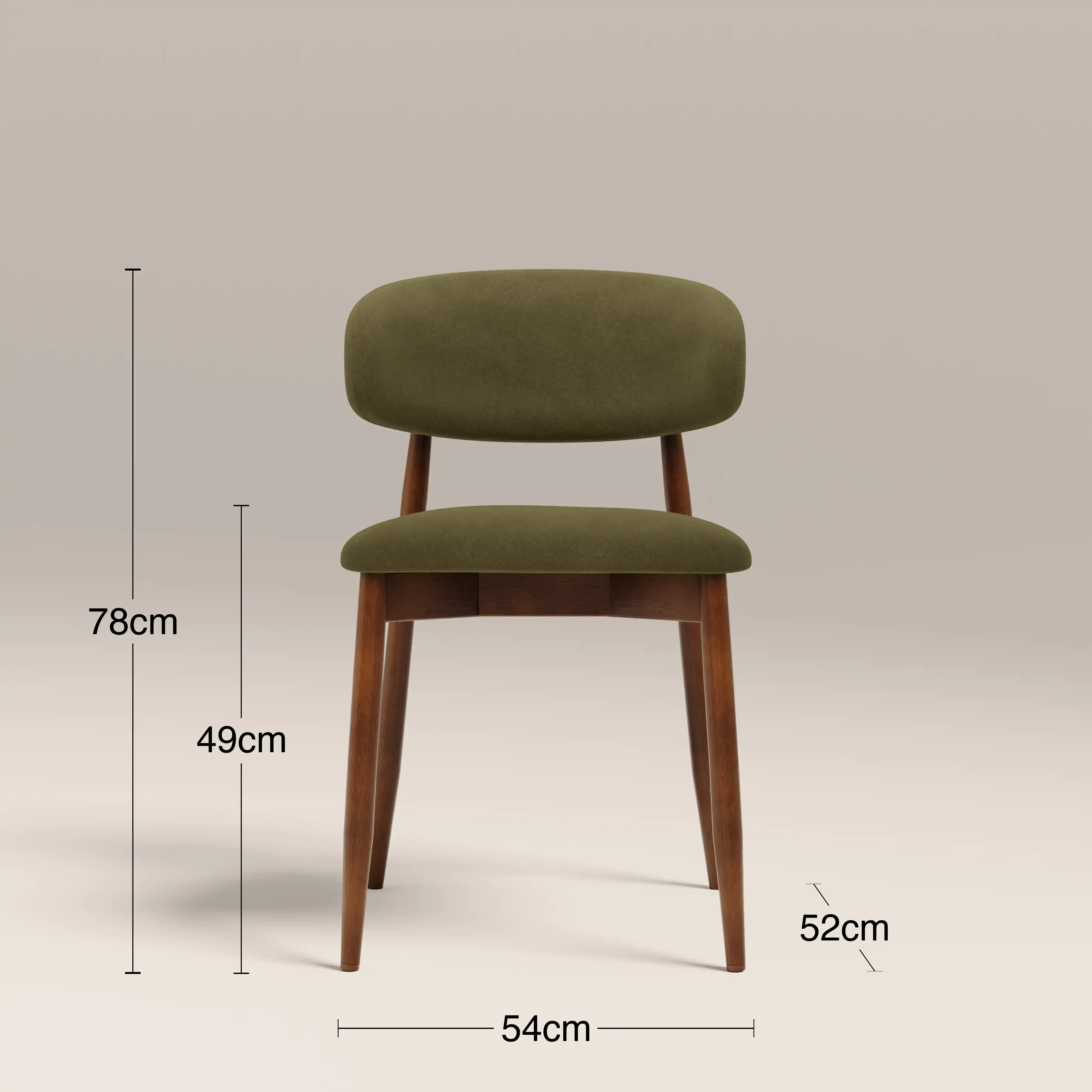 Halston Wooden Dining Chair | Moss Green Sustainable Mohair Velvet & Walnut - Image 8