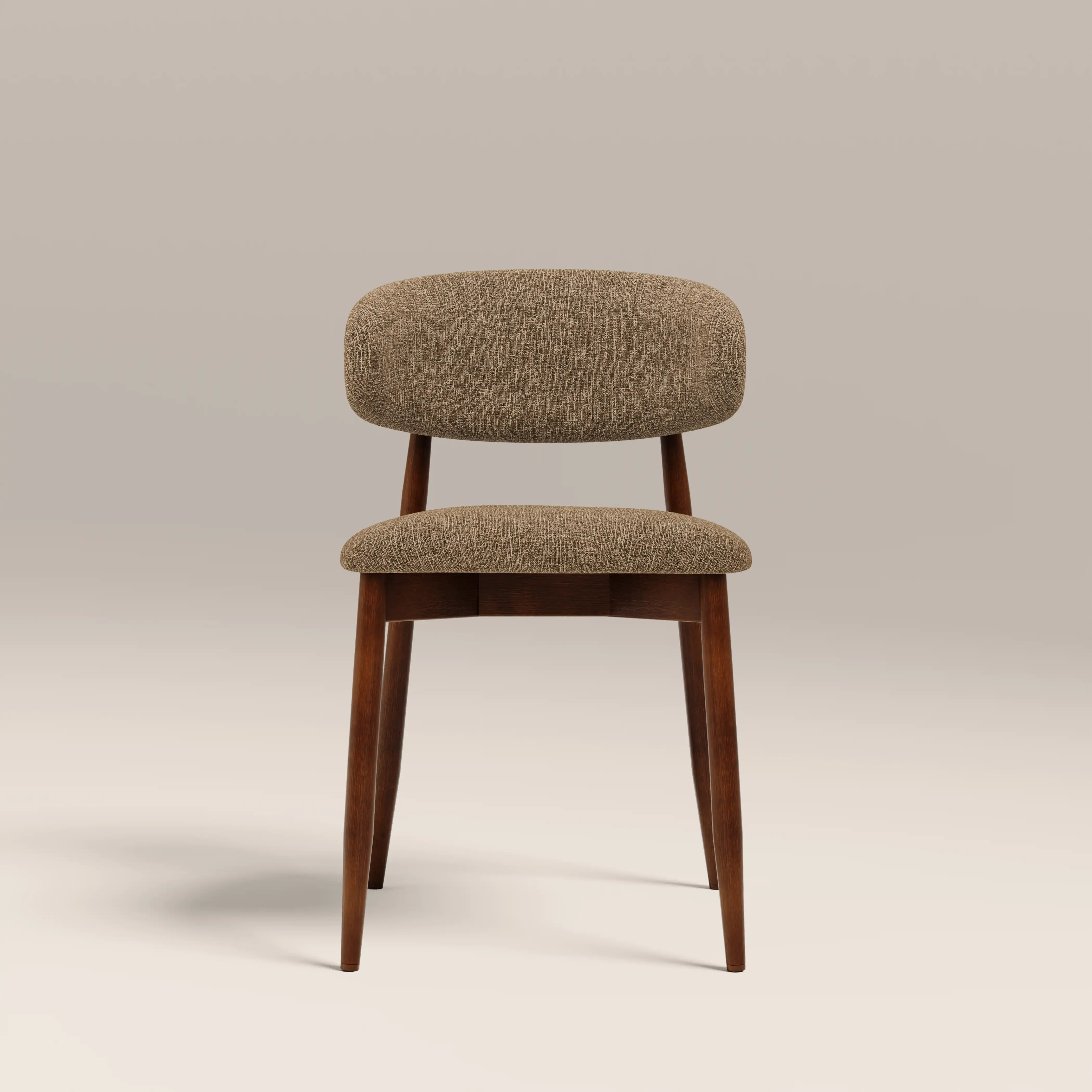 Halston Wooden Dining Chair | Speckled Cappuccino Boucle & Walnut - Image 2