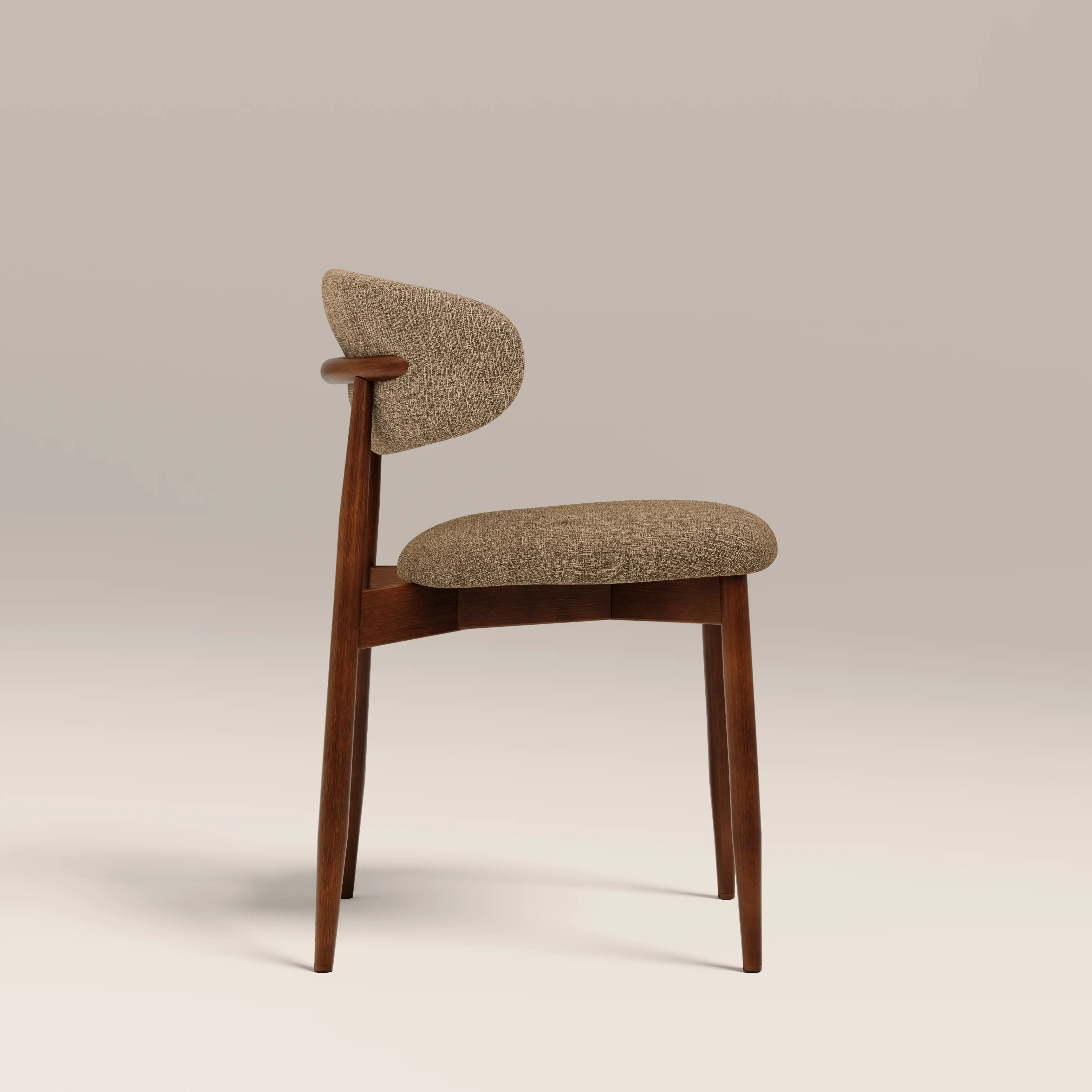 Halston Wooden Dining Chair | Speckled Cappuccino Boucle & Walnut - Image 4