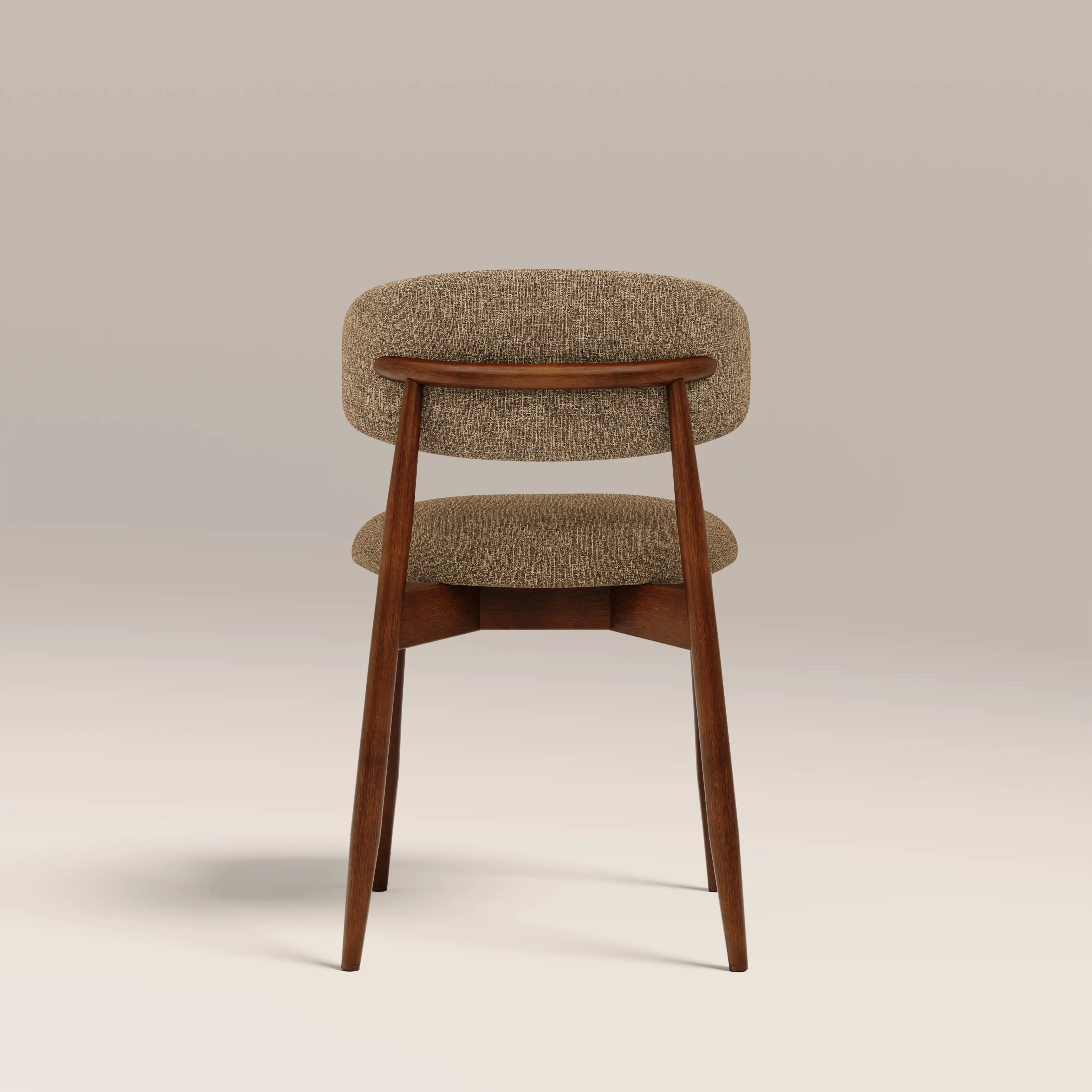 Halston Wooden Dining Chair | Speckled Cappuccino Boucle & Walnut - Image 6