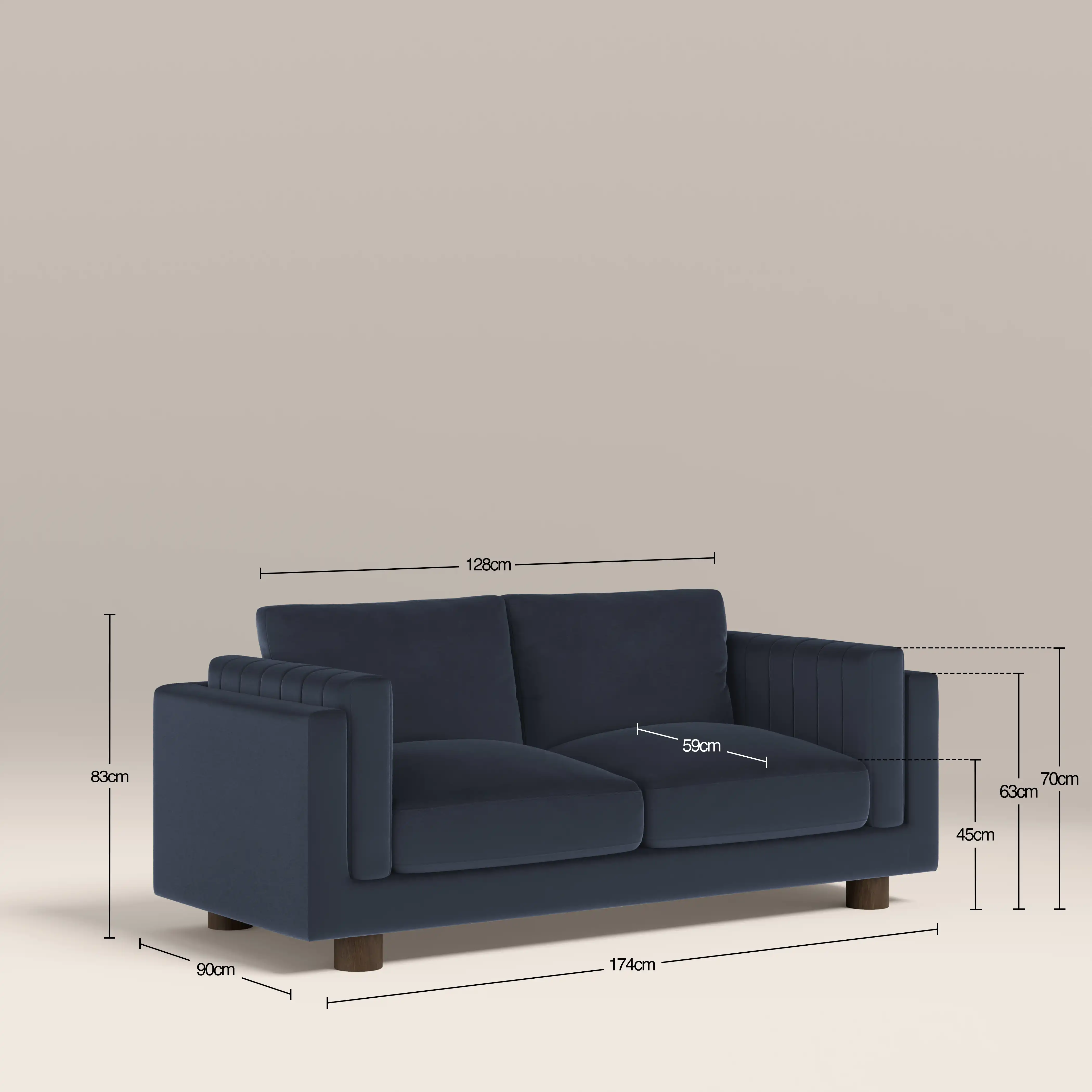 Halton 2 Seater Sofa | Dark Blue Sustainable Velvet - Image 7