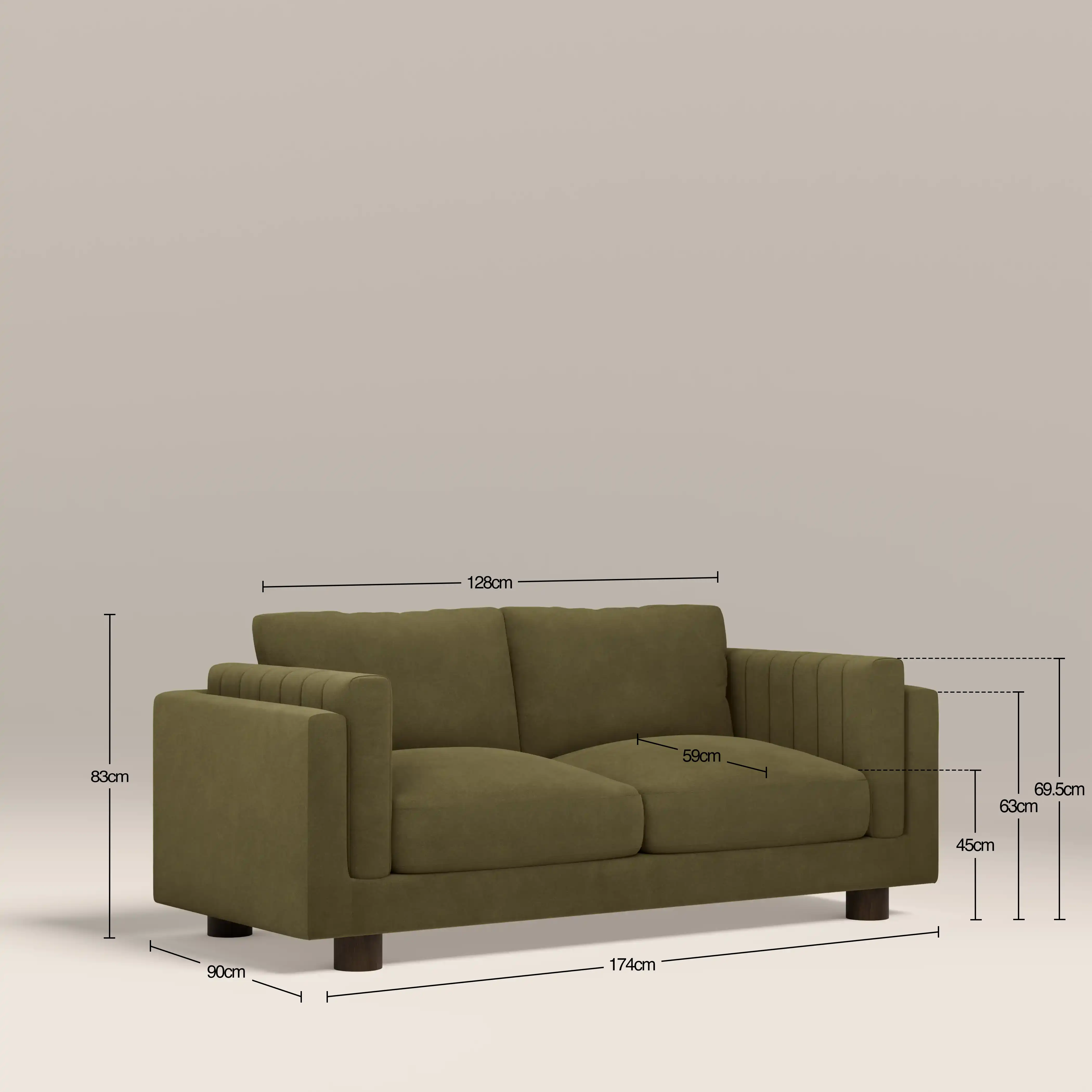 Halton 2 Seater Sofa | Moss Green Sustainable Mohair Velvet - Image 9