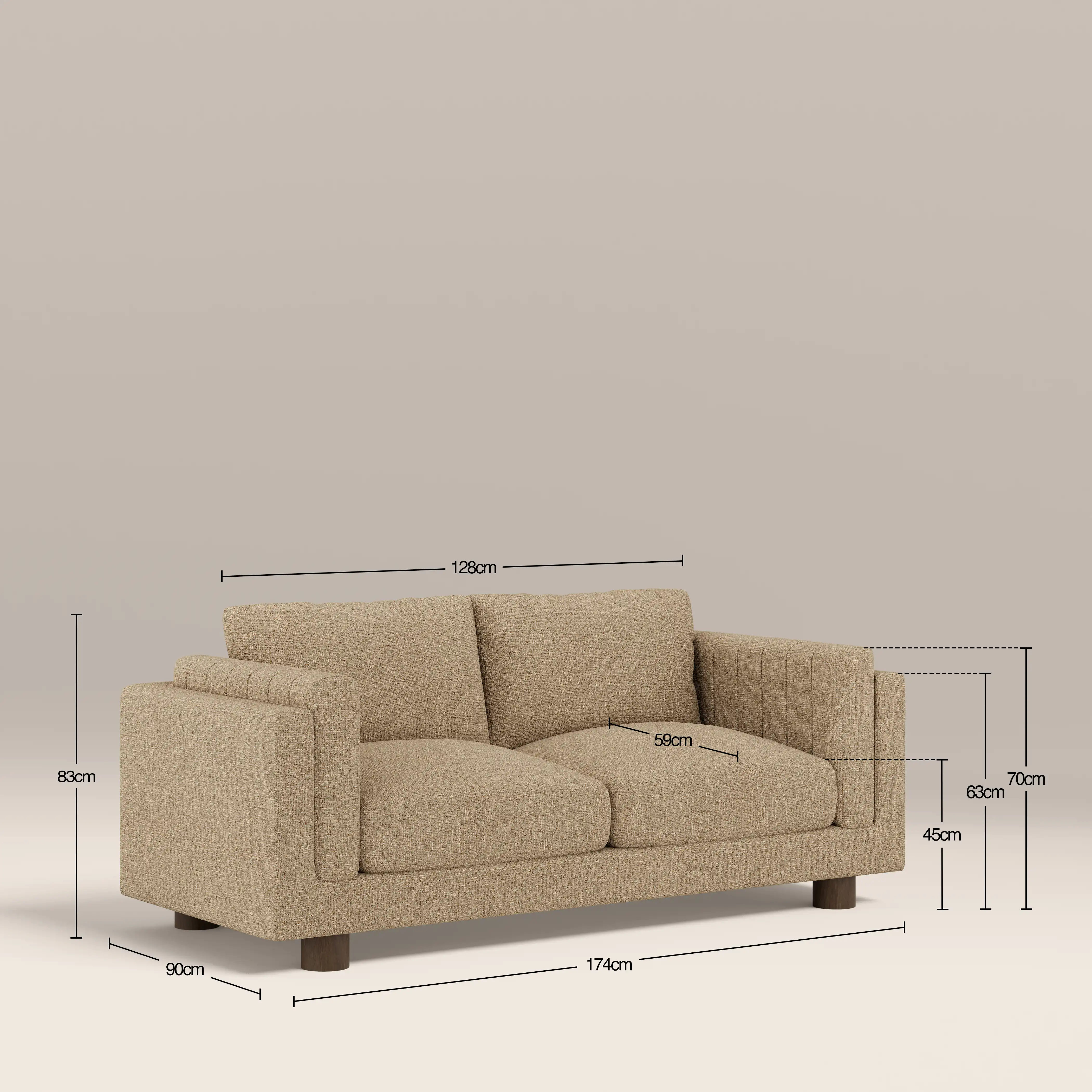 Halton 2 Seater Sofa | Speckled Latte Boucle - Image 8