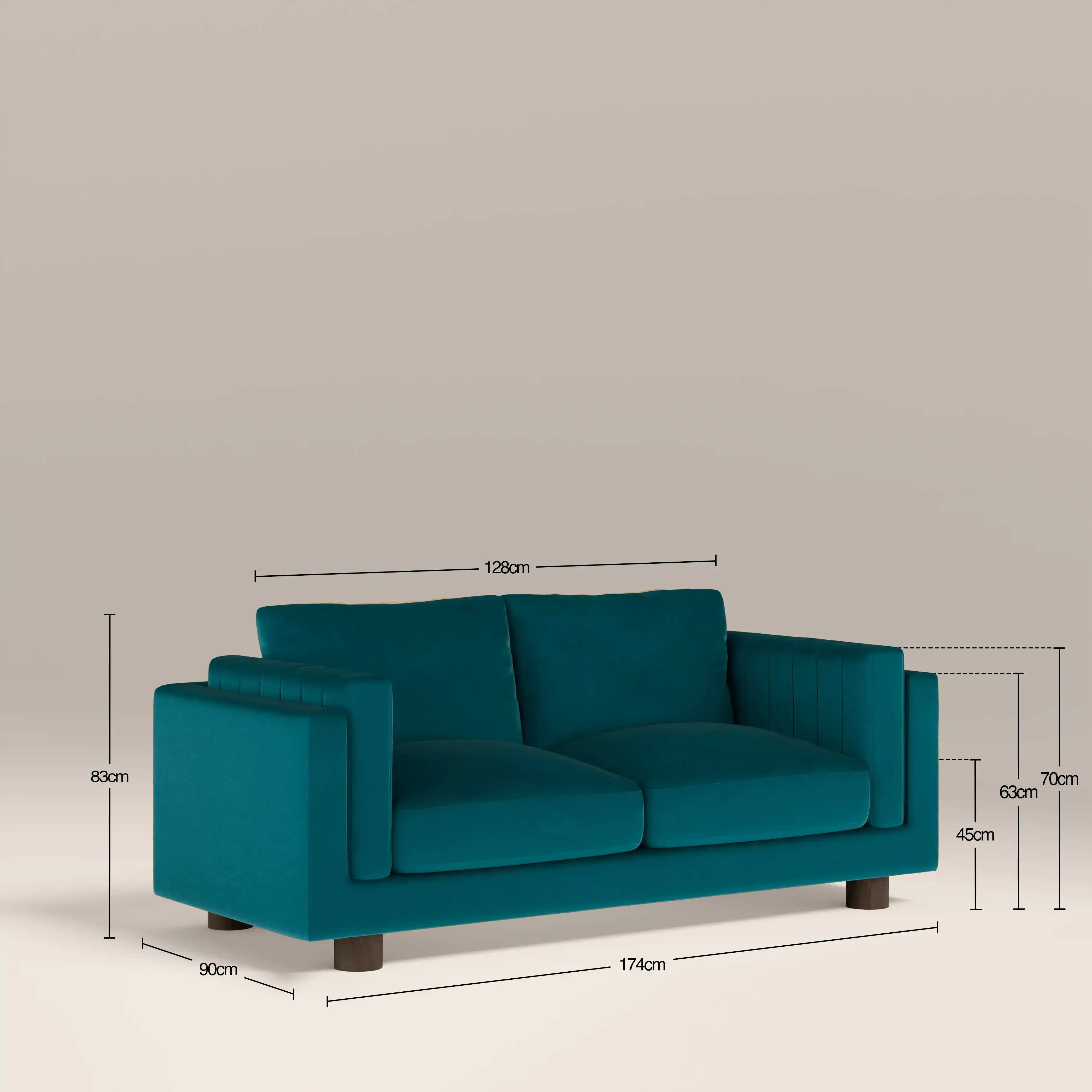 Halton 2 Seater Sofa | Teal Sustainable Velvet - Image 8