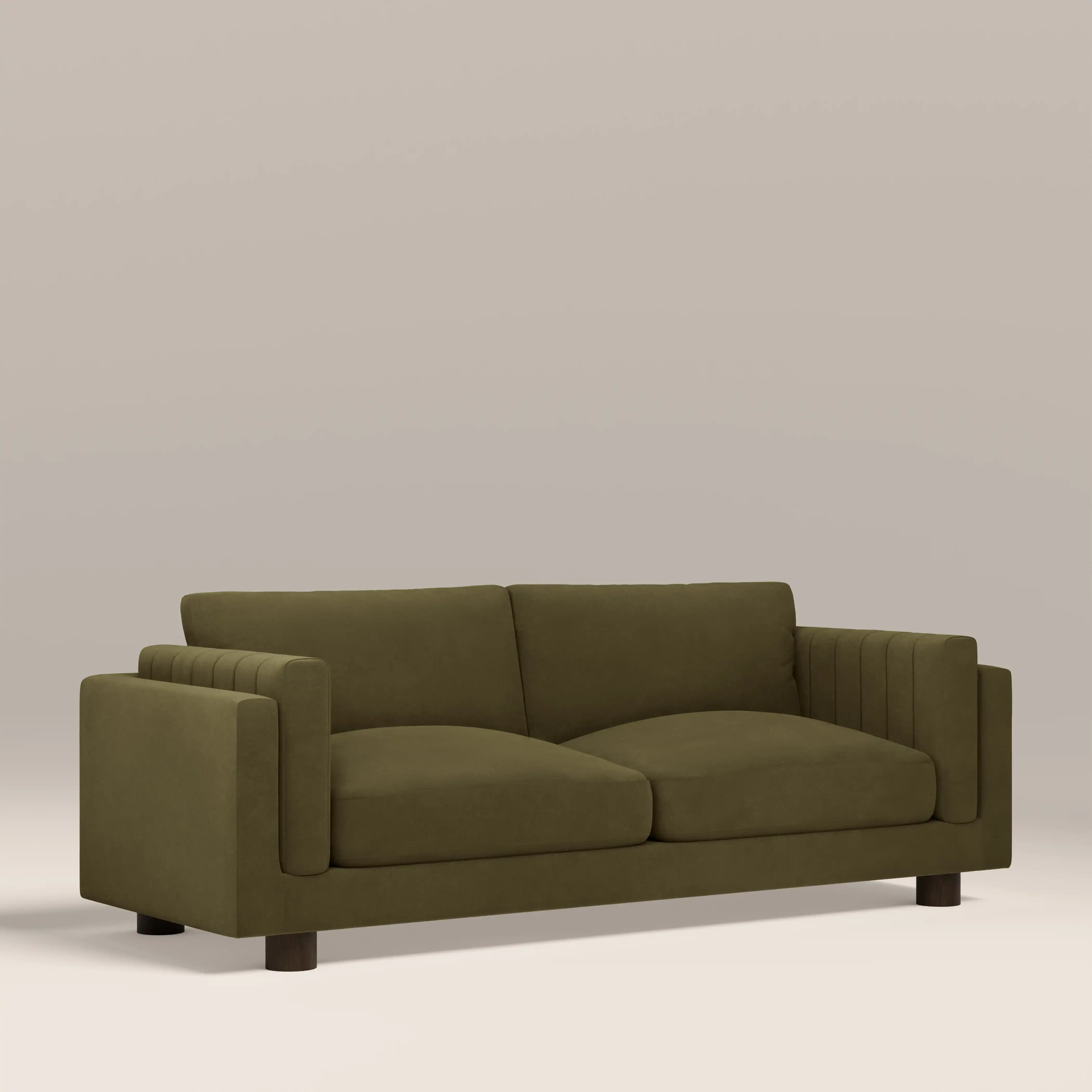 Halton 3 Seater Sofa | Moss Green Sustainable Mohair Velvet - Image 3