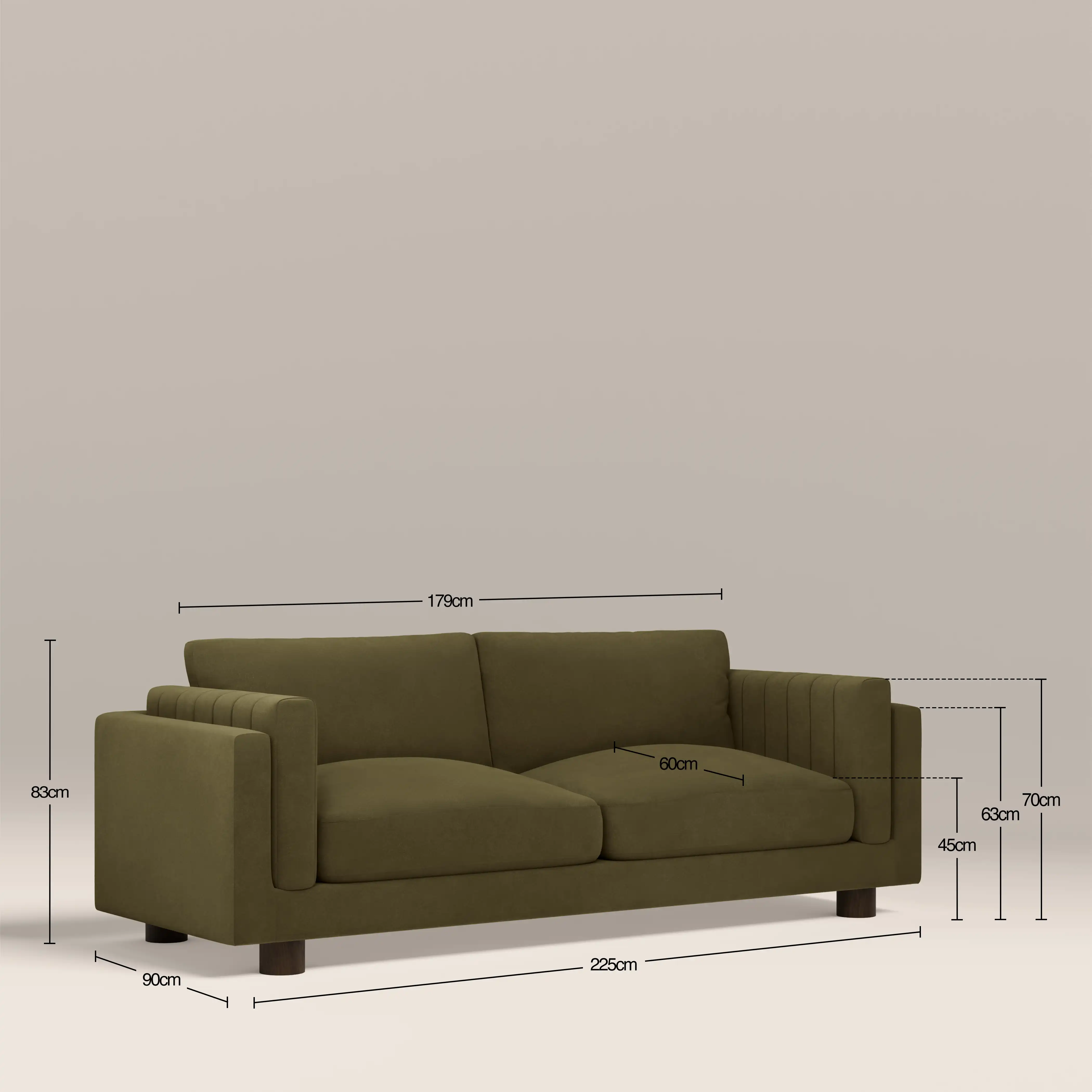 Halton 3 Seater Sofa | Moss Green Sustainable Mohair Velvet - Image 8